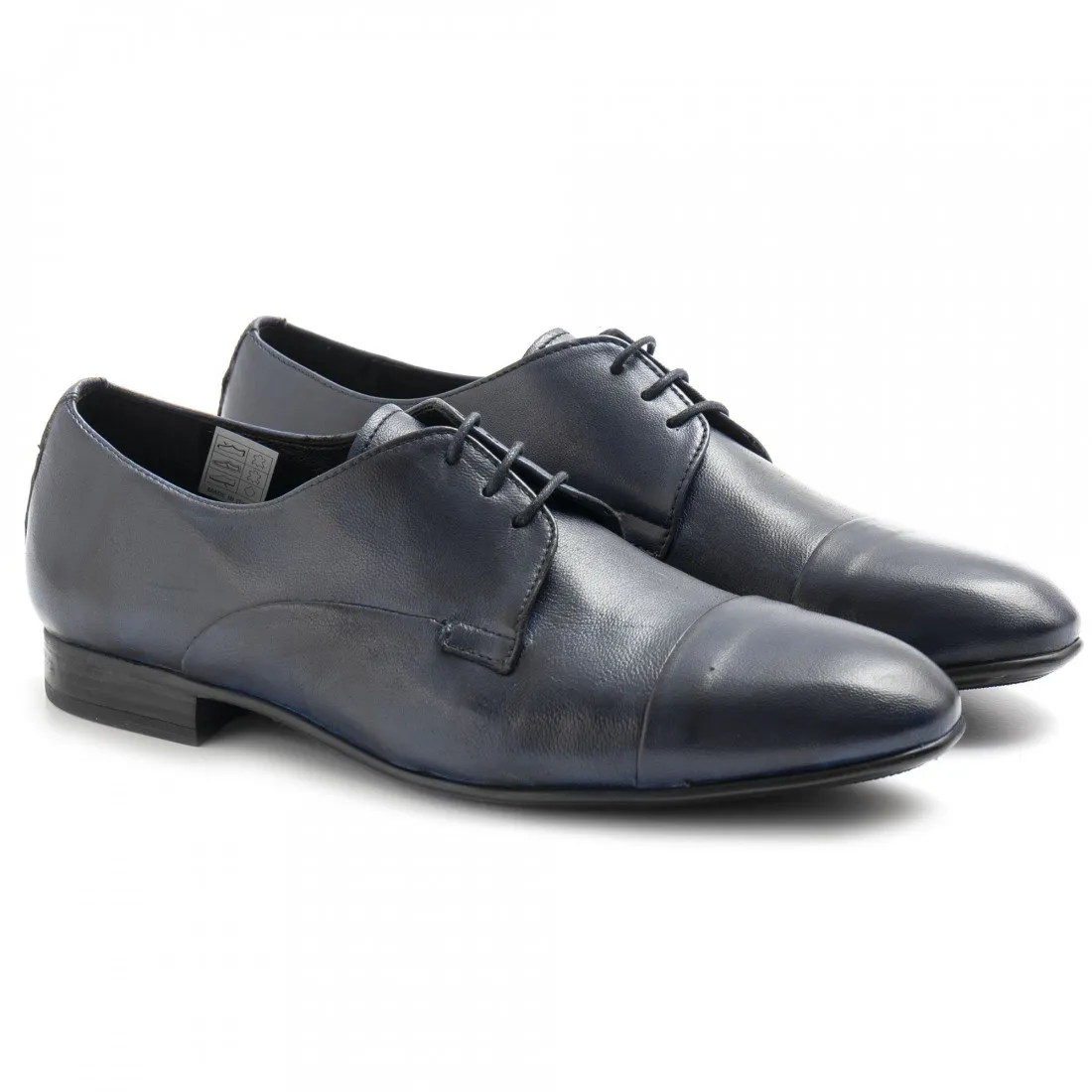 Scarpa derby Sangiorgio in pelle tamponata blu