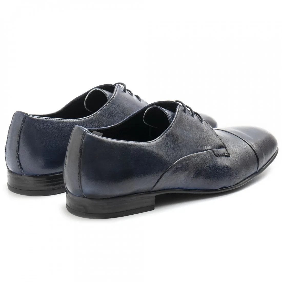 Scarpa derby Sangiorgio in pelle tamponata blu