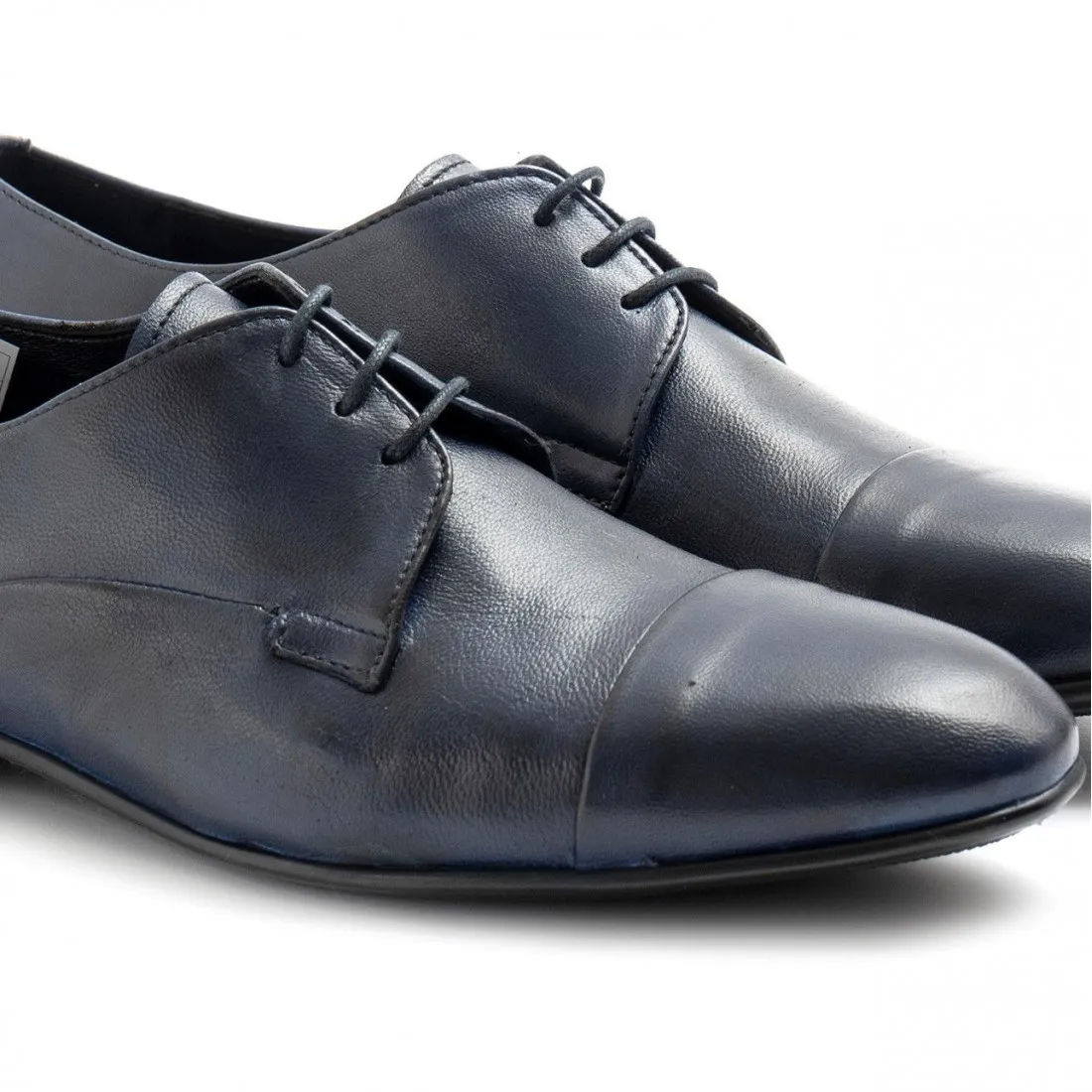 Scarpa derby Sangiorgio in pelle tamponata blu