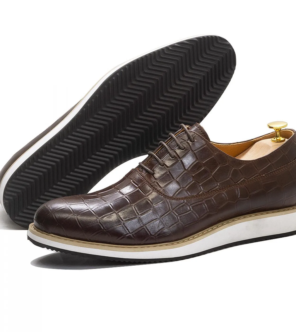 Scarpe casual da uomo classiche in vera pelle di mucca Scarpe stringate con punta piatta Oxford per uomo Snea originale in pelle