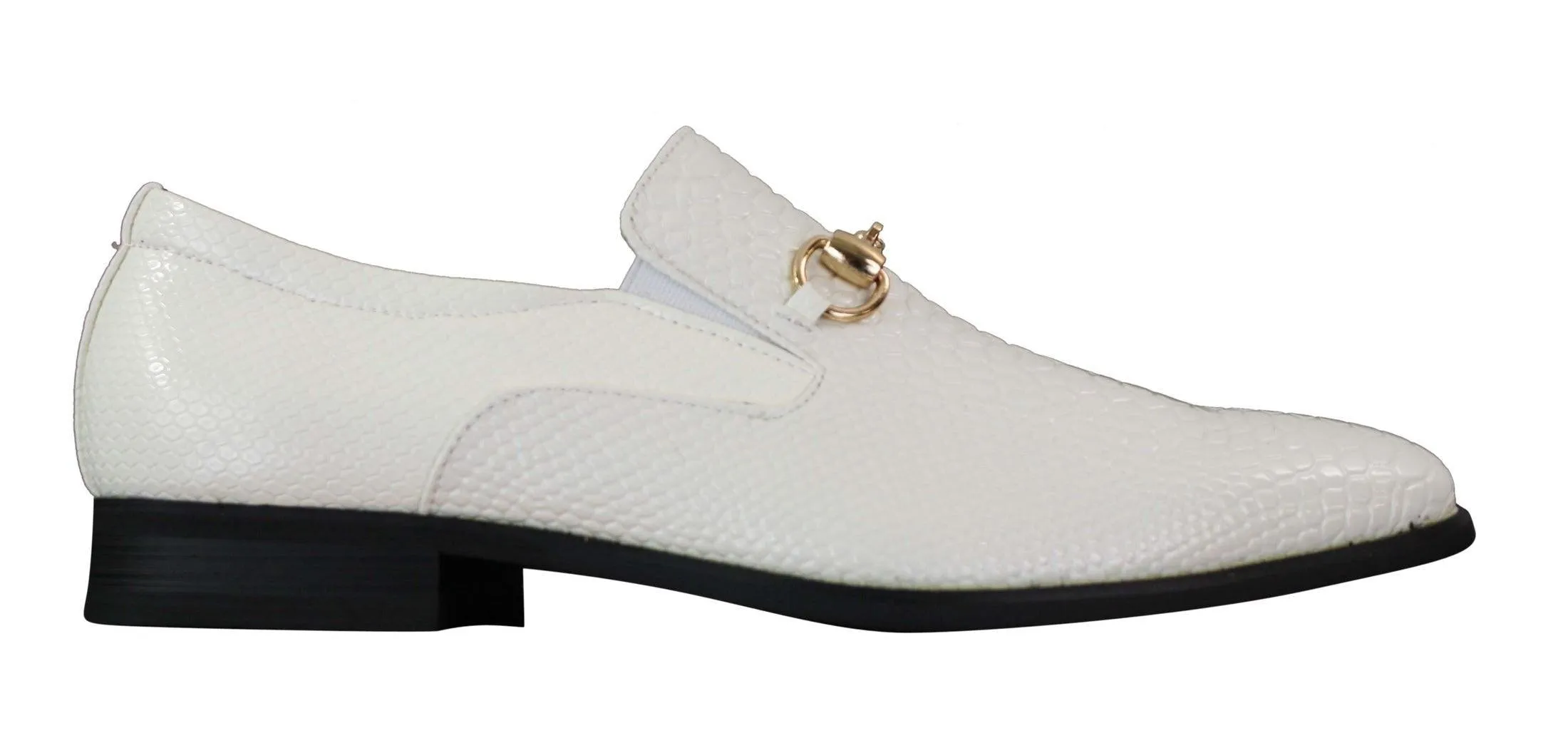 Scarpe con Fibbia Dorata da Uomo in Finta Pelle Lucida Stile Elegante Casual nero