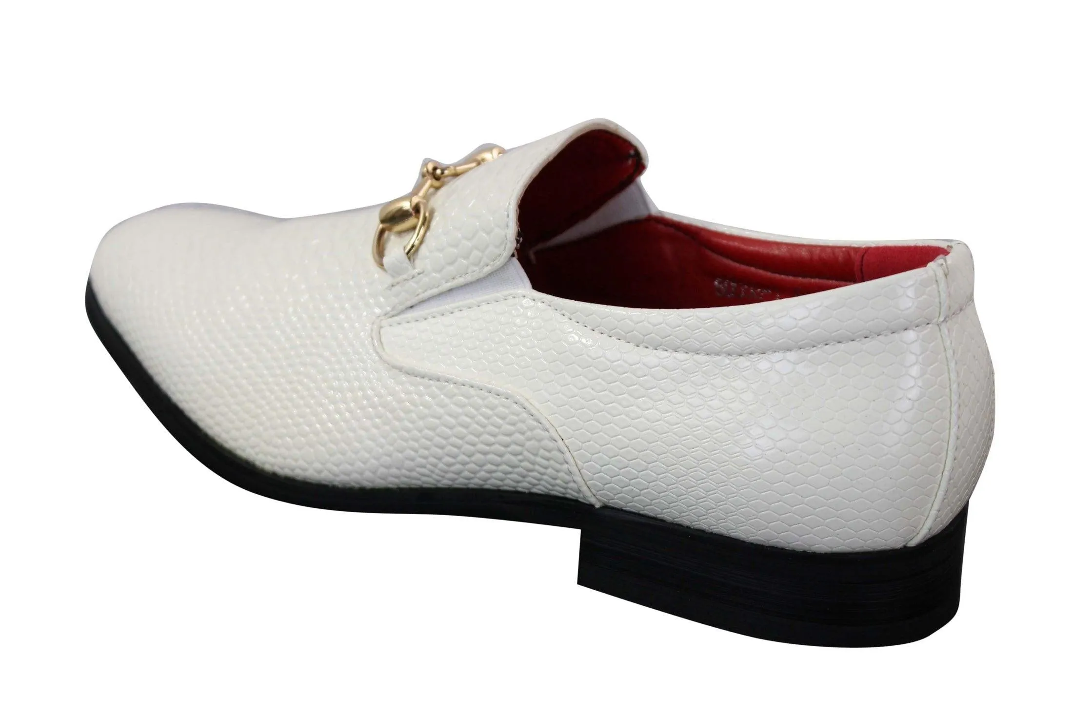 Scarpe con Fibbia Dorata da Uomo in Finta Pelle Lucida Stile Elegante Casual nero