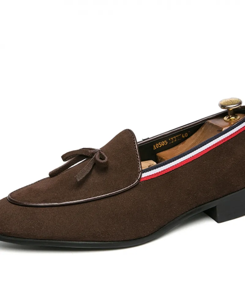 Scarpe con papillon in pelle scamosciata a punta di design di lusso Scarpe casual da uomo Oxford Mocassini eleganti da lavoro Ca