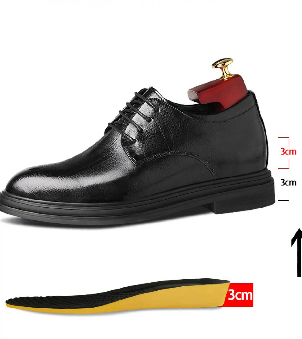 Scarpe da sposa da uomo Tacco nascosto 6cm Scarpe derby da uomo con punta a punta Tacchi alti da uomo stile britannico Oxfords d