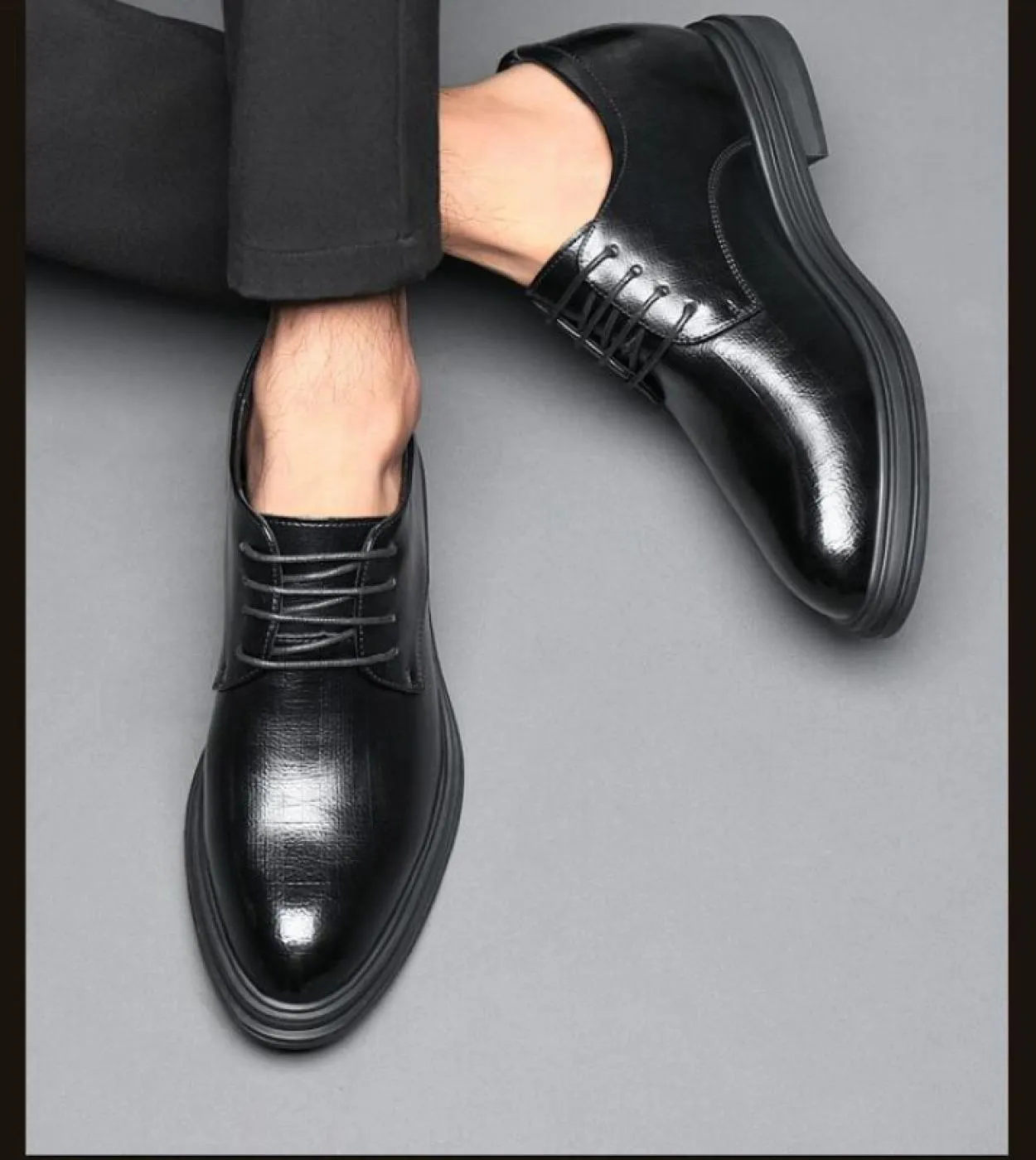 Scarpe da sposa da uomo Tacco nascosto 6cm Scarpe derby da uomo con punta a punta Tacchi alti da uomo stile britannico Oxfords d