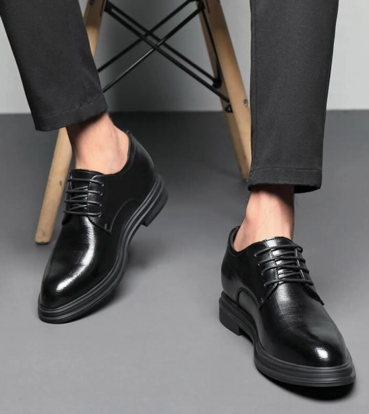 Scarpe da sposa da uomo Tacco nascosto 6cm Scarpe derby da uomo con punta a punta Tacchi alti da uomo stile britannico Oxfords d