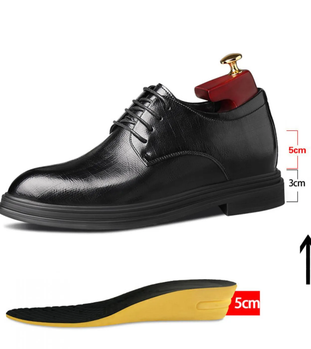 Scarpe da sposa da uomo Tacco nascosto 6cm Scarpe derby da uomo con punta a punta Tacchi alti da uomo stile britannico Oxfords d