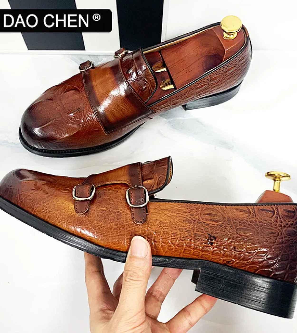 Scarpe da uomo in coccodrillo Mocassini Scarpe da uomo Scarpe casual in pelle Daochen Lusso
