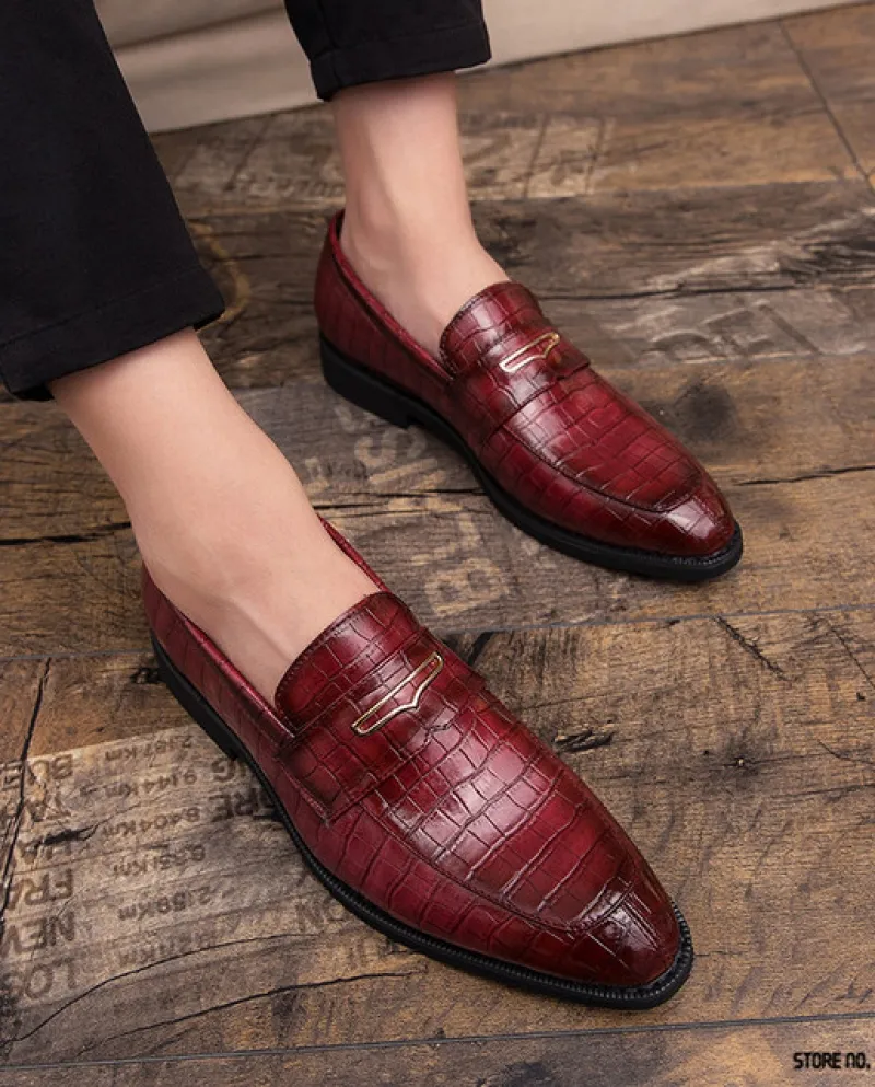 Scarpe da uomo in pelle verniciata con goffratura a punta di design retrò Scarpe oxford da uomo Mocassini casual Calzature da ab