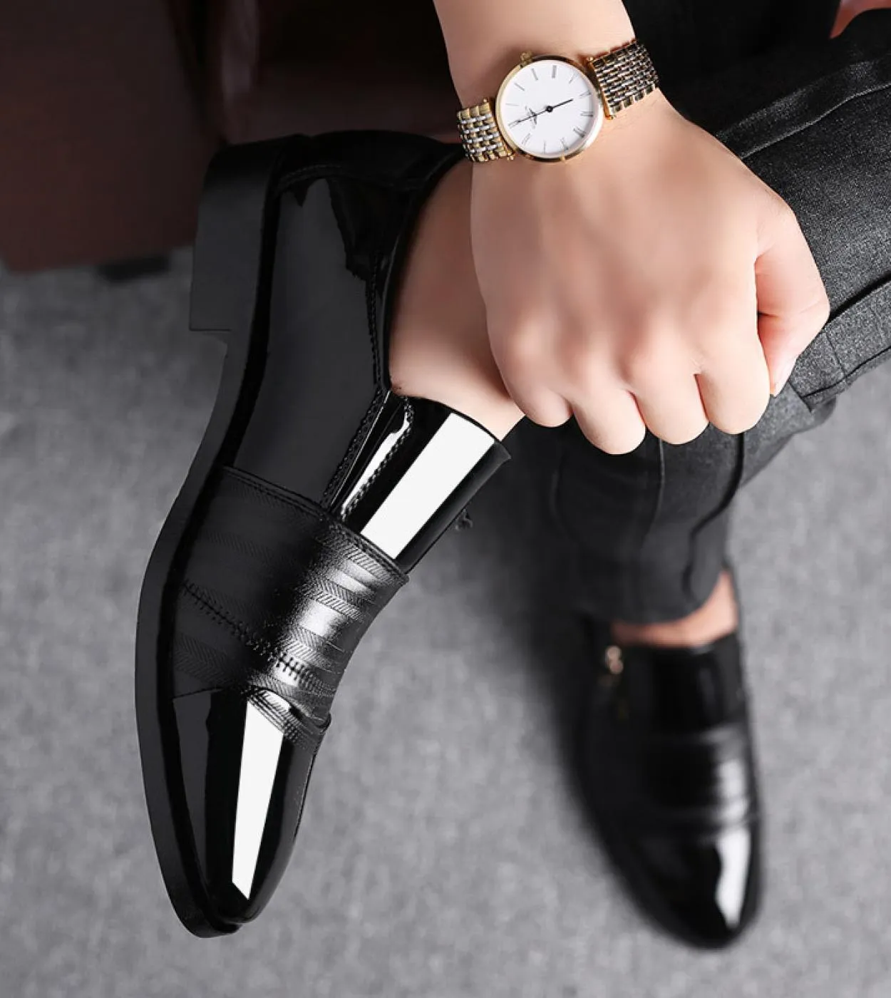 Scarpe eleganti da uomo daffari classiche Moda Scarpe da sposa formali eleganti da uomo Slip On Office Oxford Shoes For Men Bla