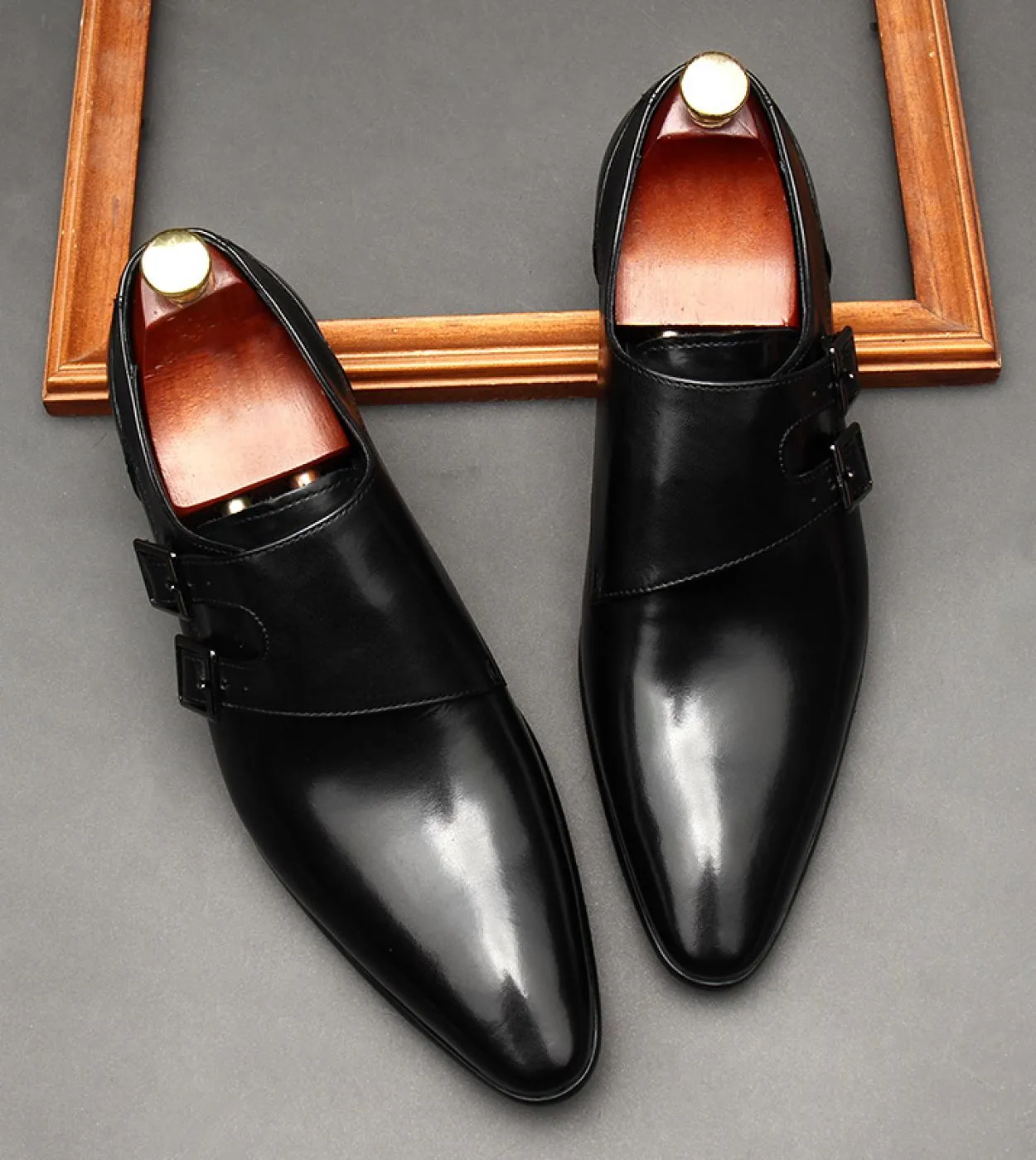 Scarpe eleganti da uomo Mocassini da lavoro in vera pelle di lusso con fibbia alla moda
