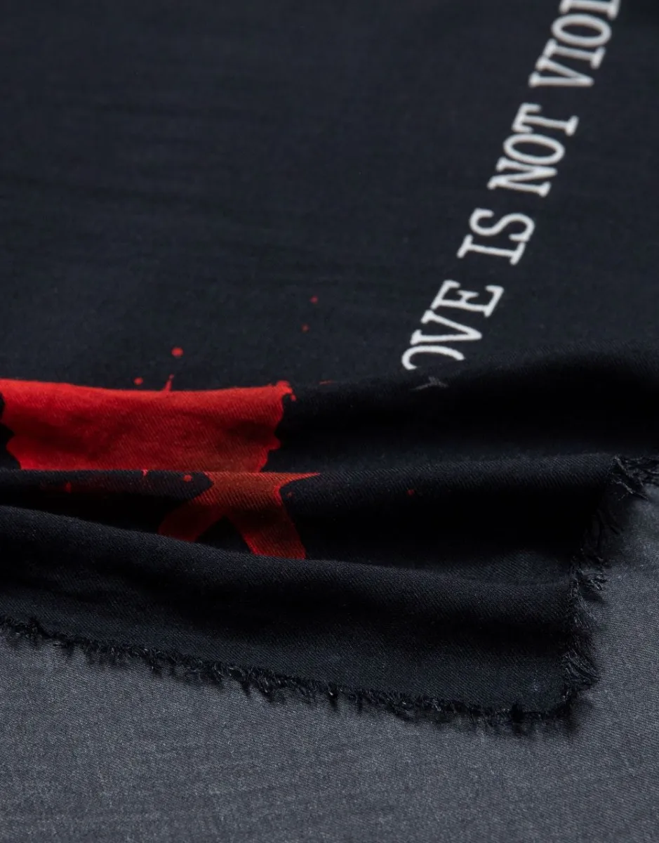     Sciarpa in modal e cashmere con stampa | Stop Violence   