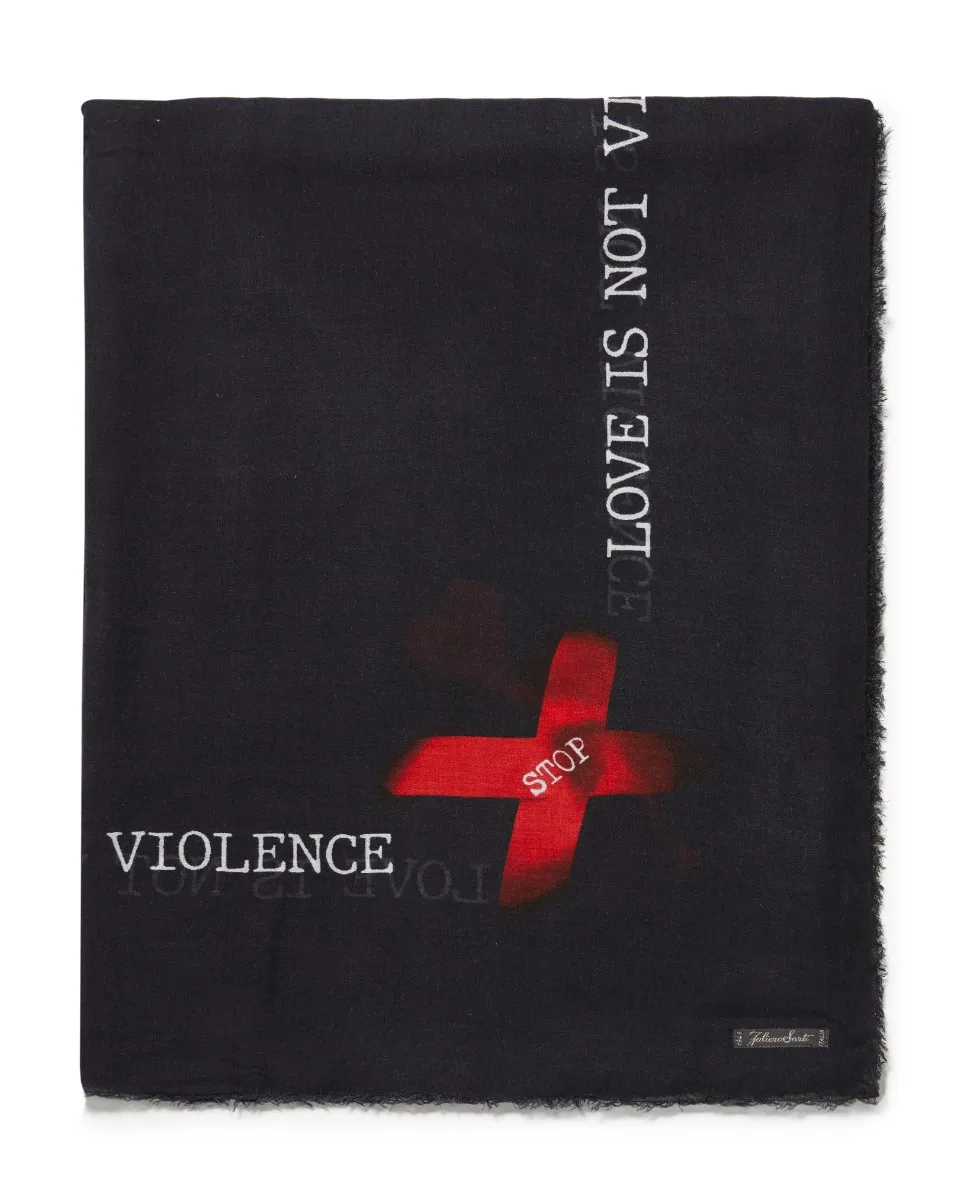     Sciarpa in modal e cashmere con stampa | Stop Violence   