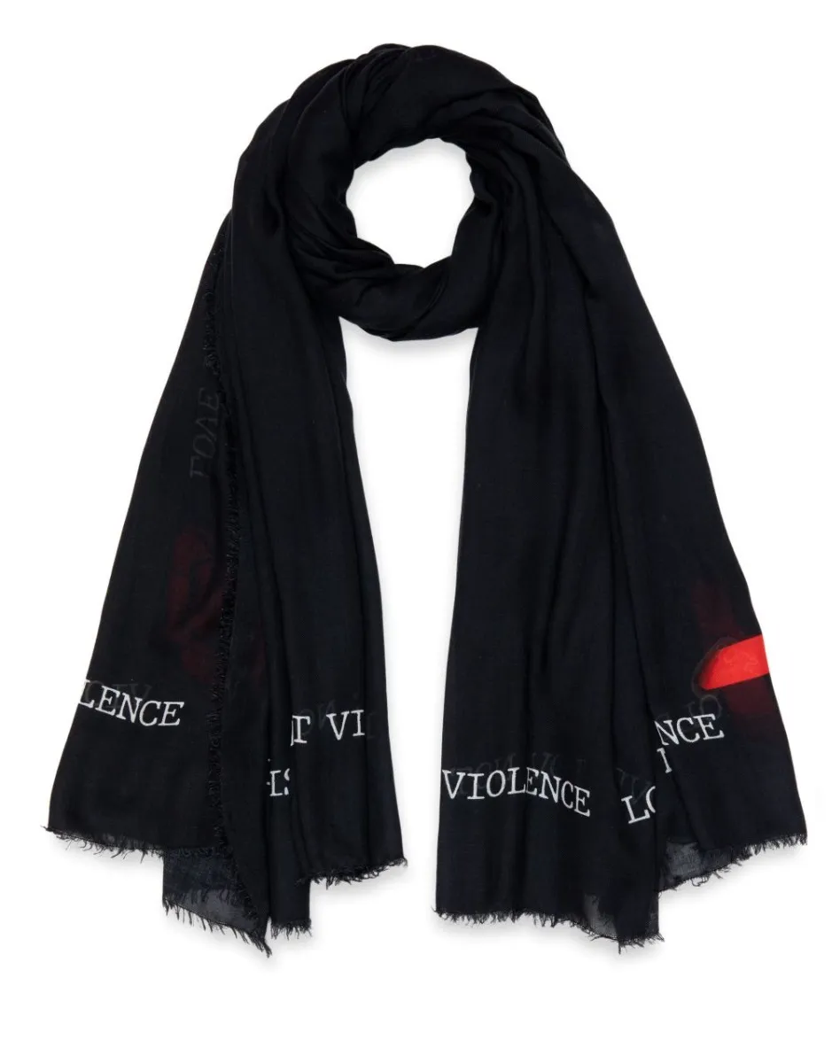     Sciarpa in modal e cashmere con stampa | Stop Violence   