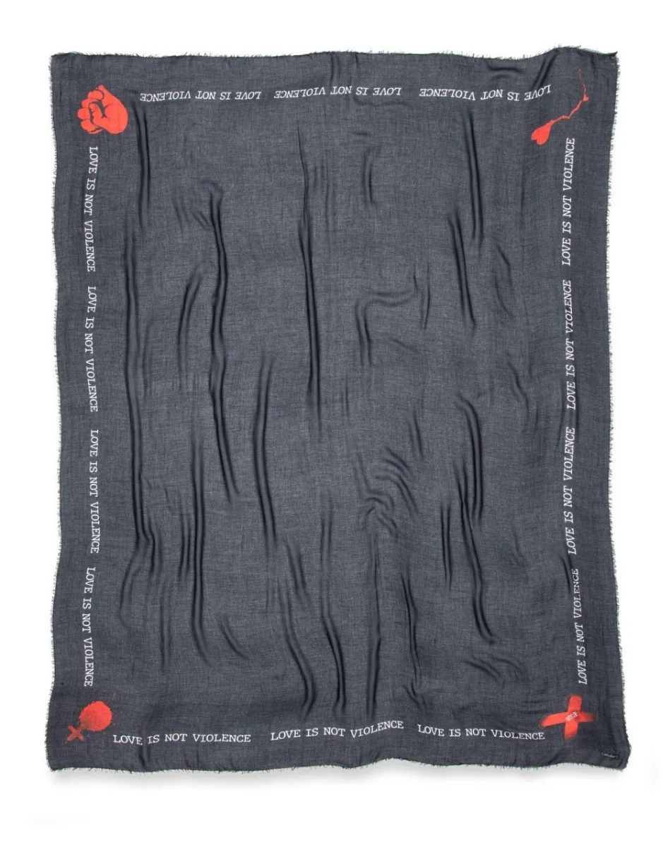     Sciarpa in modal e cashmere con stampa | Stop Violence   