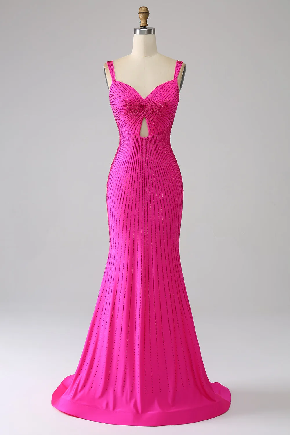 Scintillante Sirena Hot Pink Abito da ballo con Hollow-out