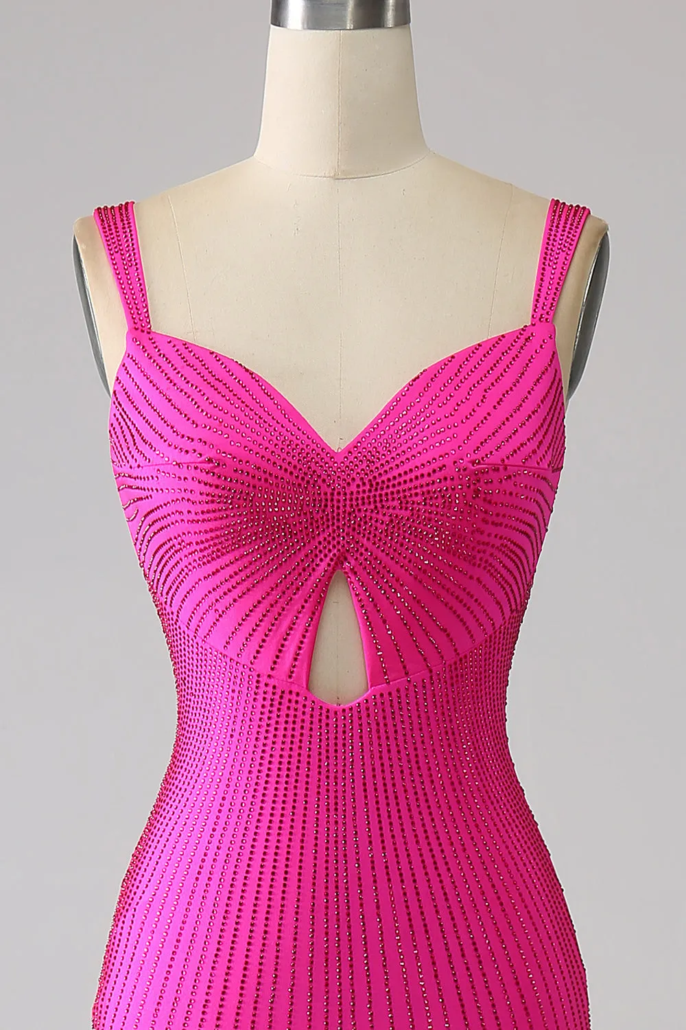 Scintillante Sirena Hot Pink Abito da ballo con Hollow-out