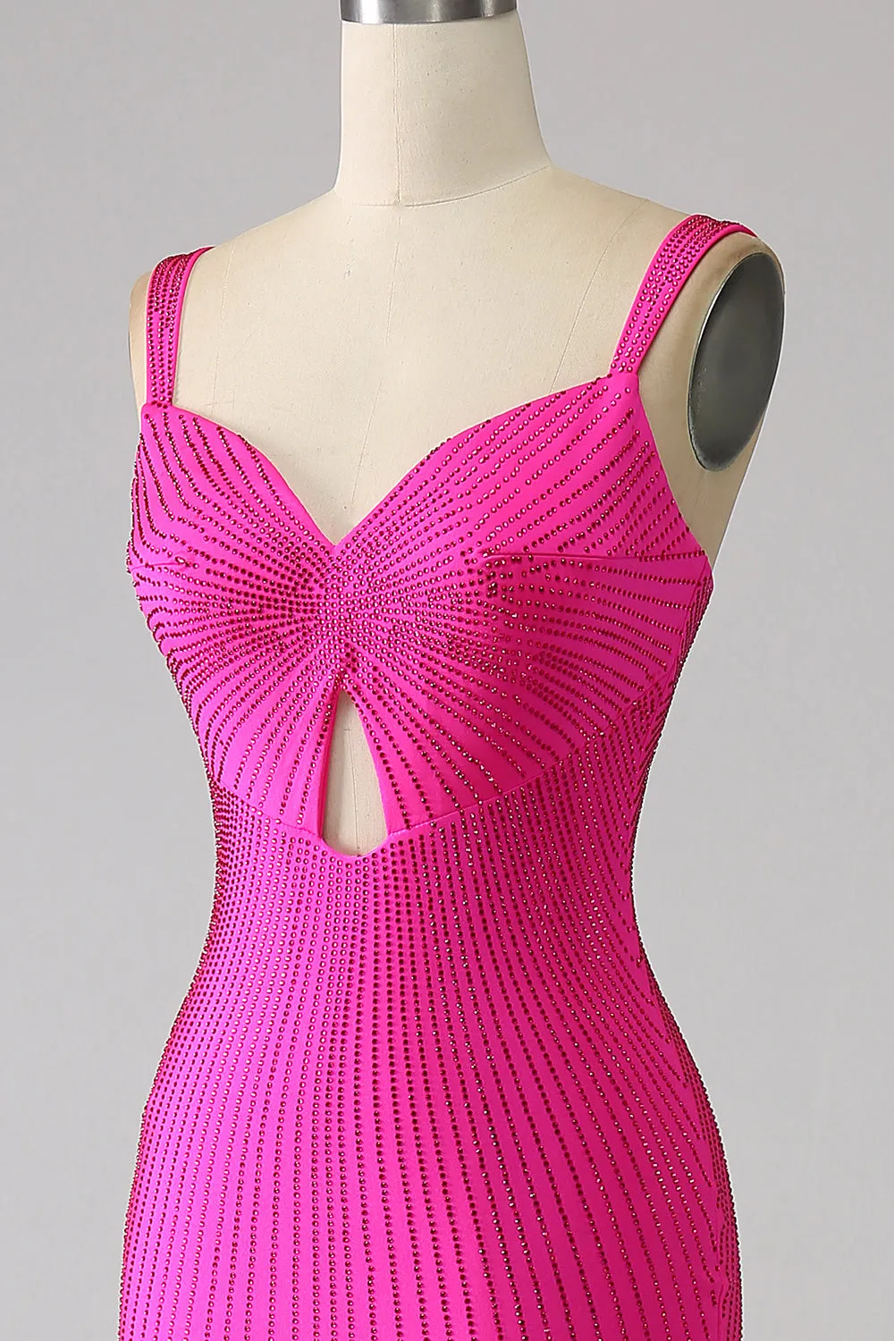 Scintillante Sirena Hot Pink Abito da ballo con Hollow-out