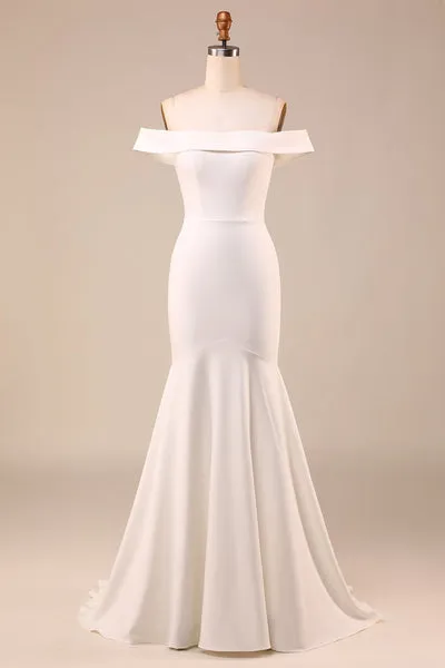 Semplice avorio sirena stringato-up posteriore lungo abito da sposa
