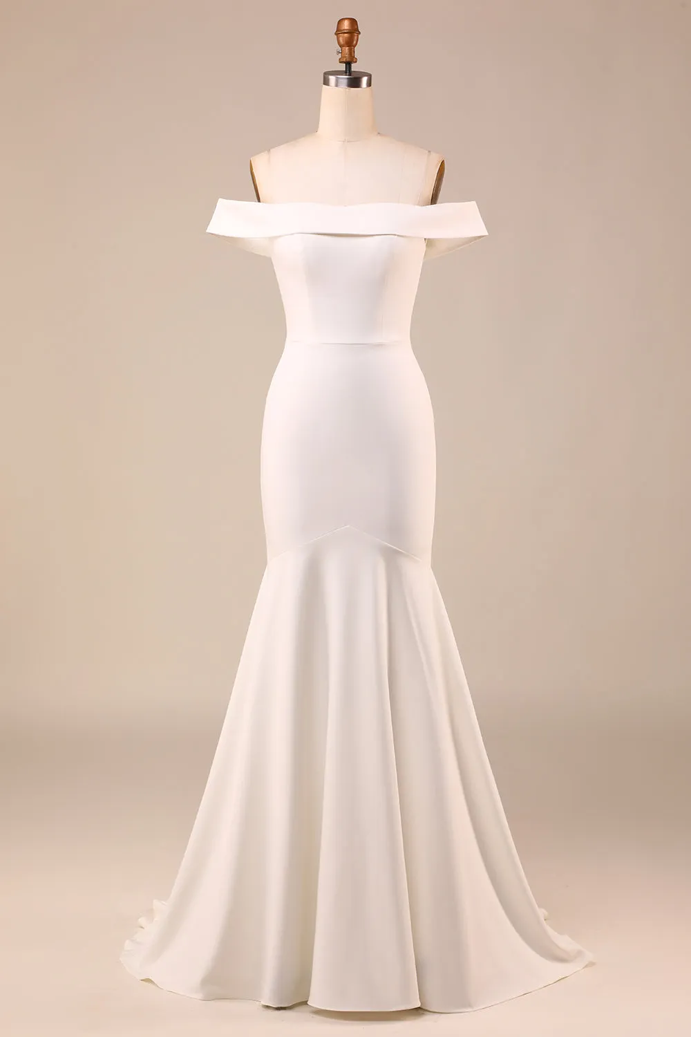 Semplice avorio sirena stringato-up posteriore lungo abito da sposa