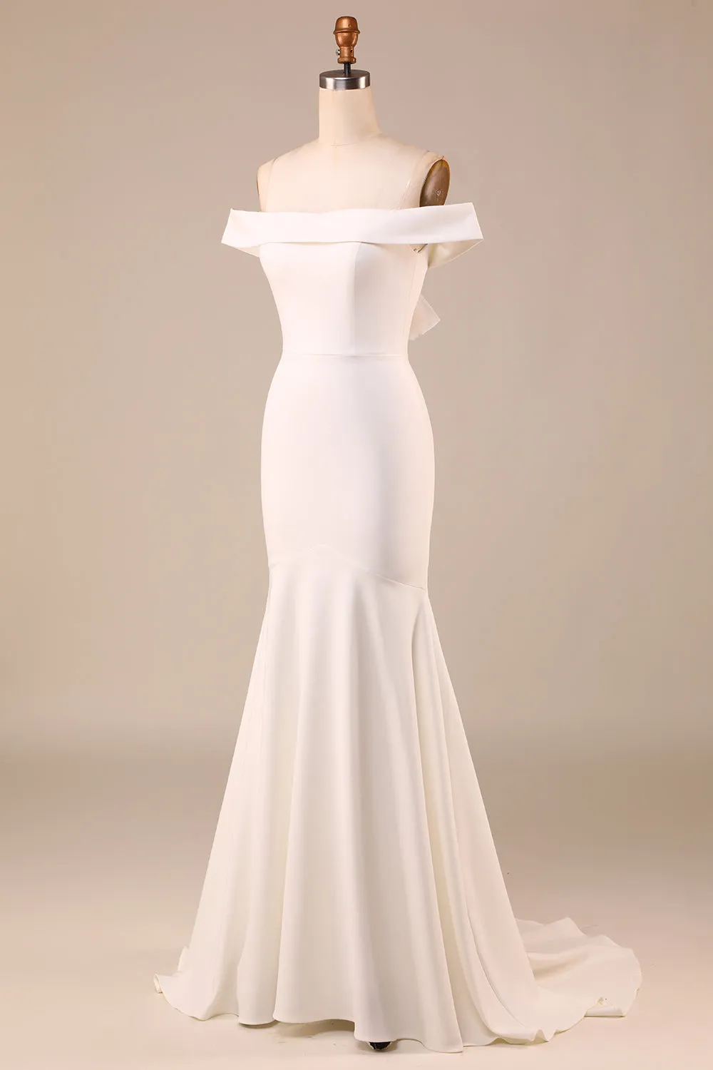 Semplice avorio sirena stringato-up posteriore lungo abito da sposa