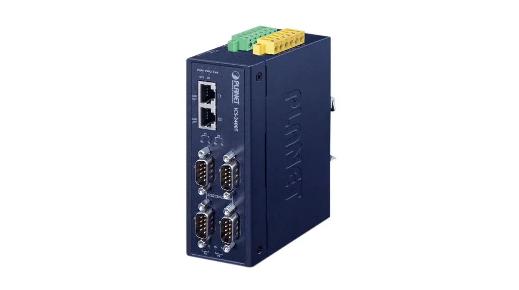 Server per dispositivo seriale Planet, 2 porte Ethernet, 4 porte seriali, RS232, RS422, RS485, 921KBPS max