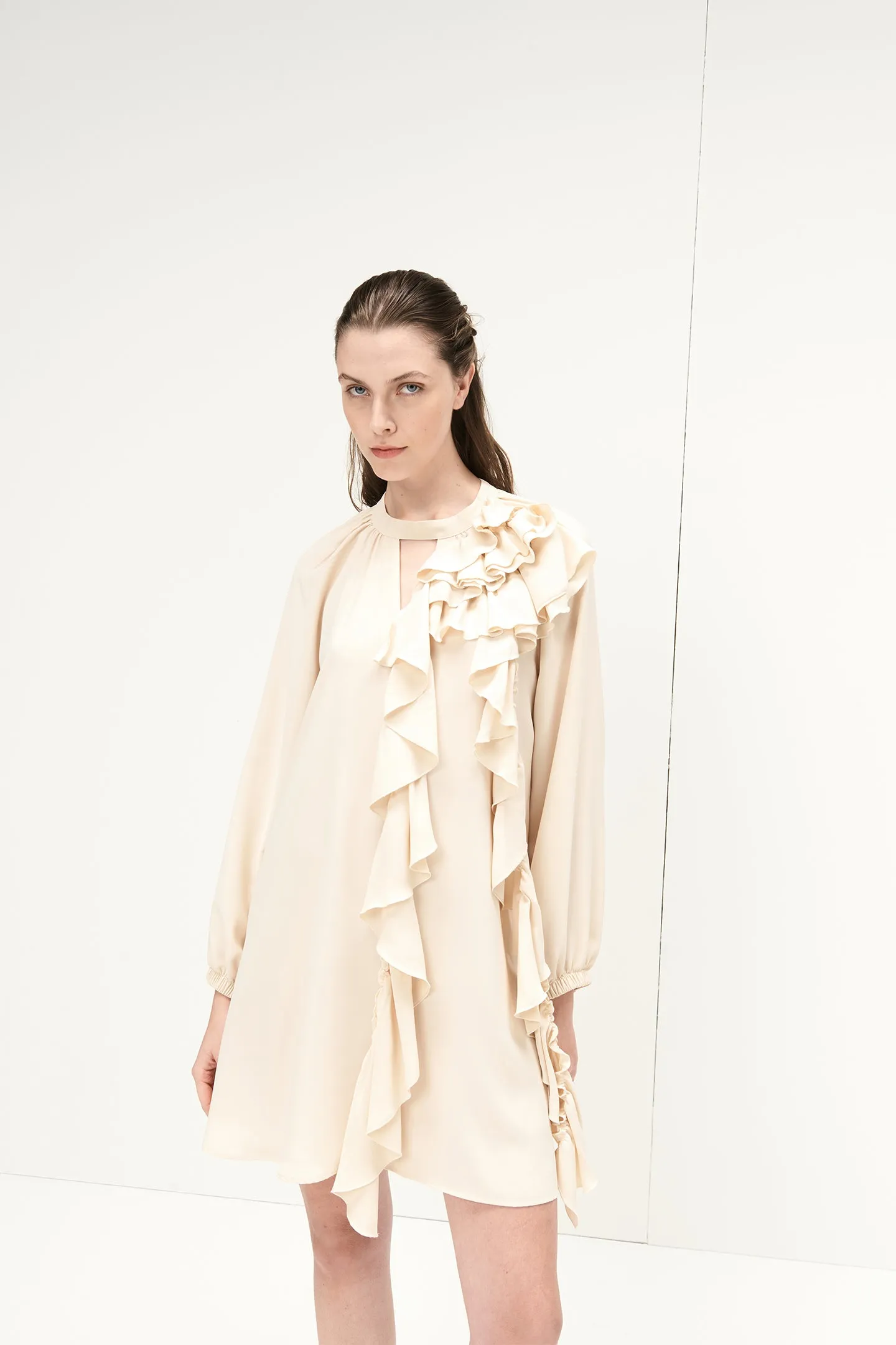 Soallure - ABITO TUNICA VOLANT CREPE DE CHINE