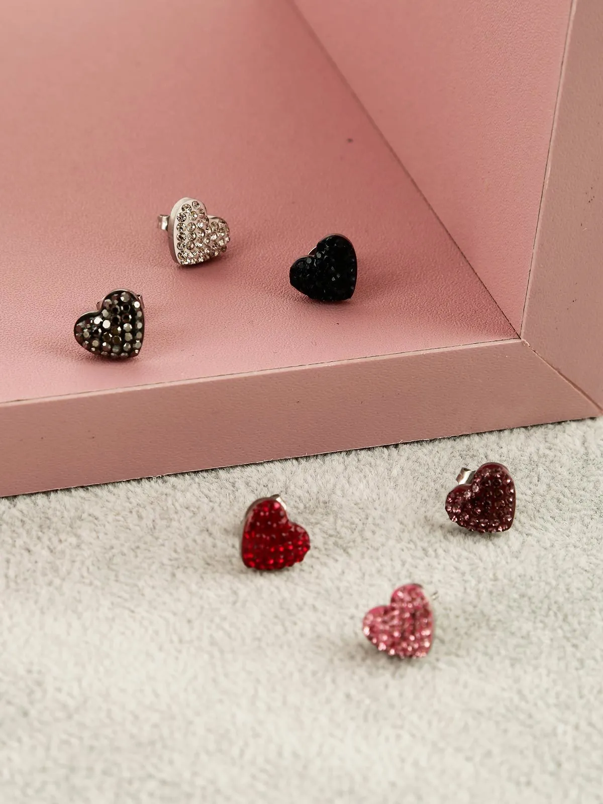 Solada Boucle d'oreille coeur avec strass