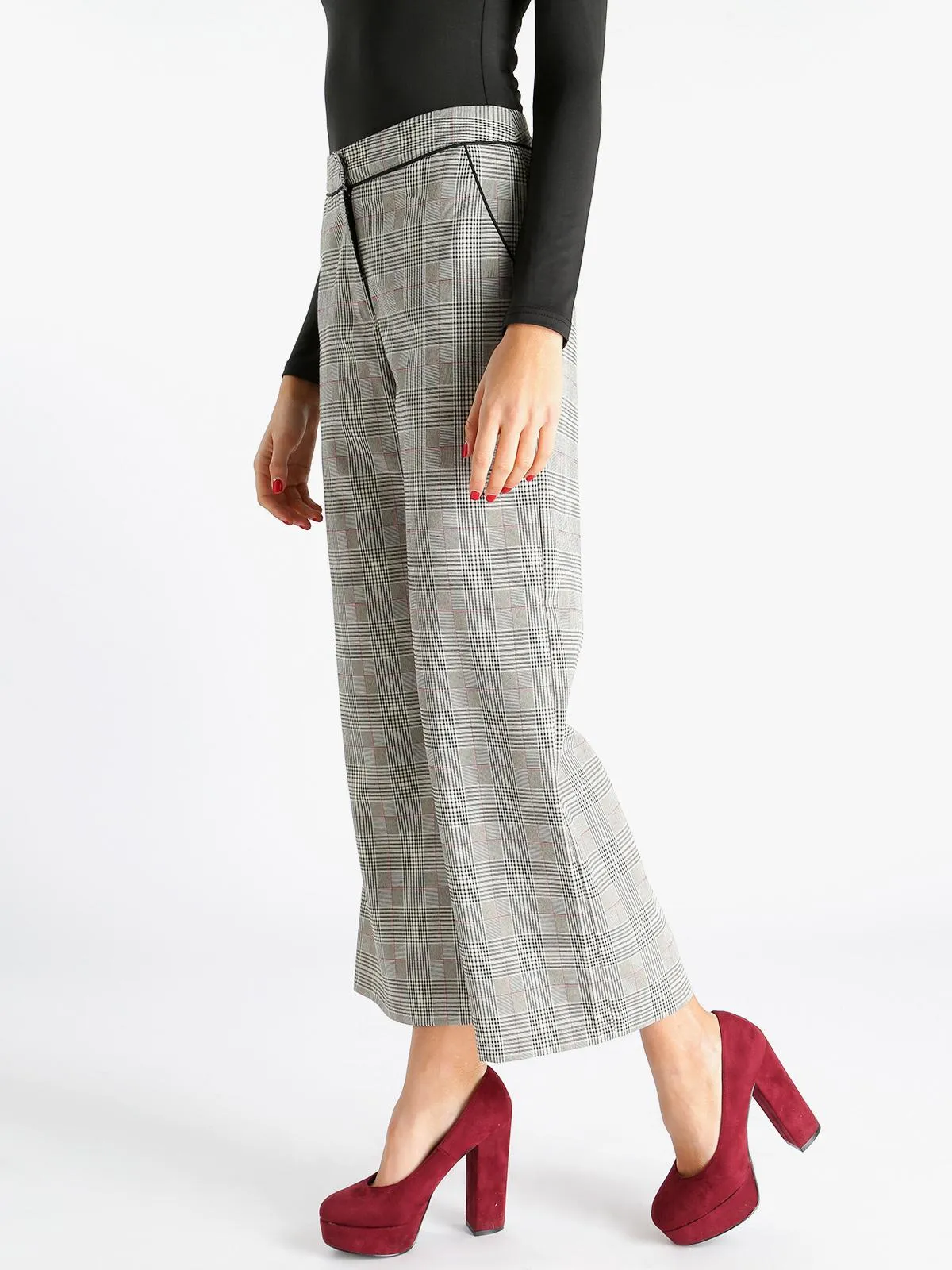 Solada Pantalon taille haute  fantaisie écossaise