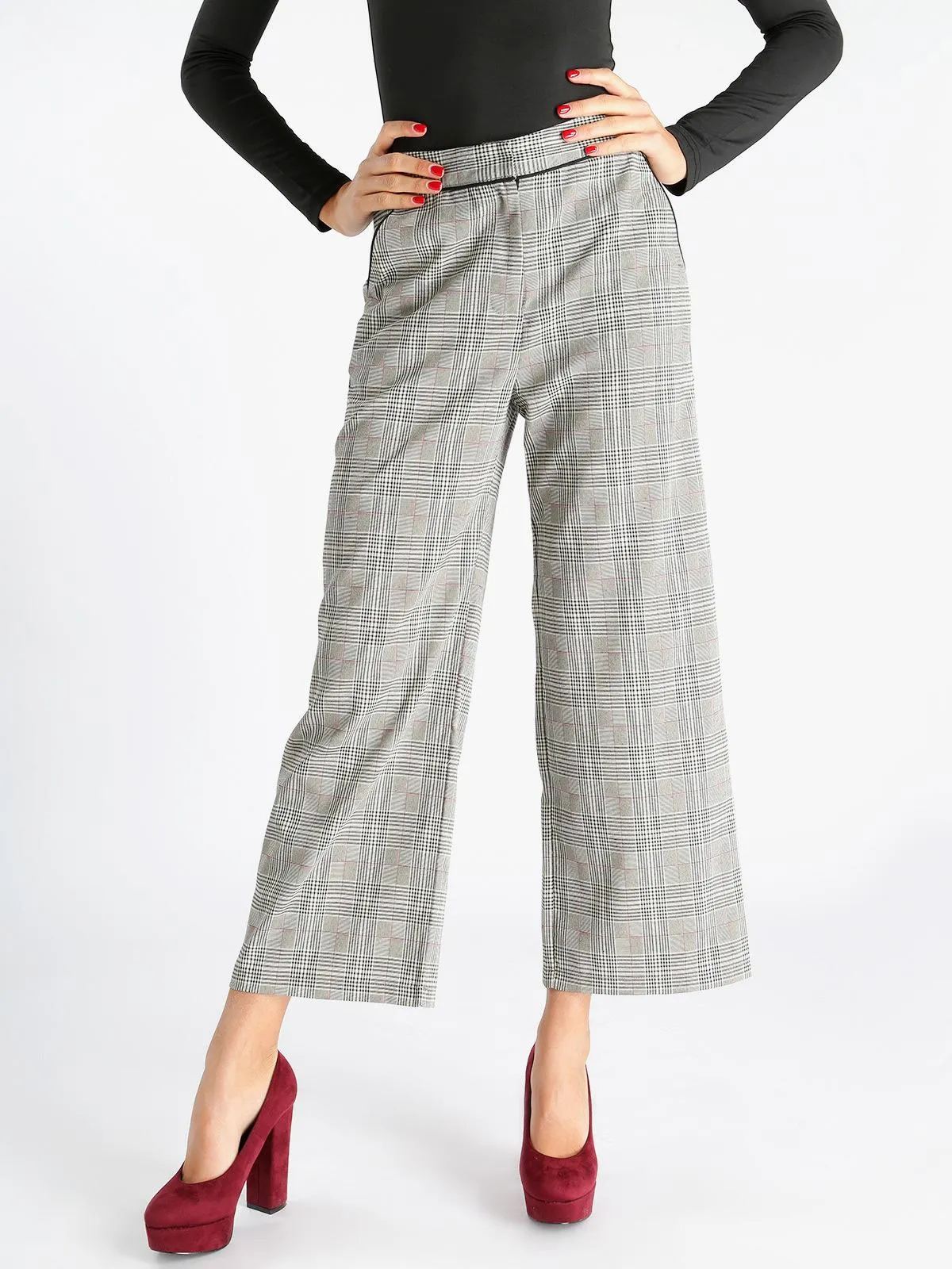 Solada Pantalon taille haute  fantaisie écossaise