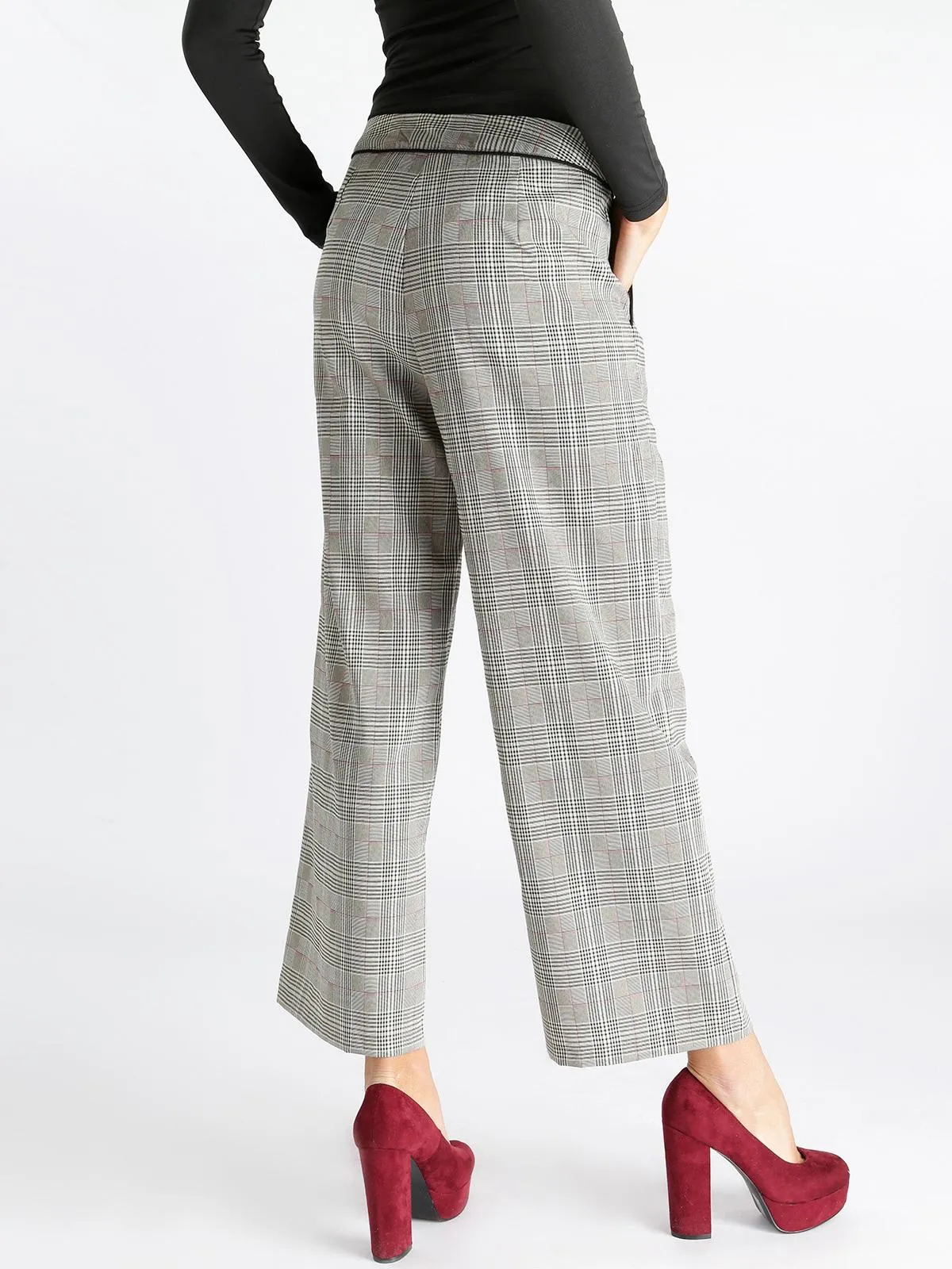 Solada Pantalon taille haute  fantaisie écossaise