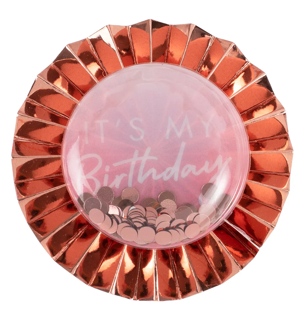 Spilla My Birthday in oro rosa