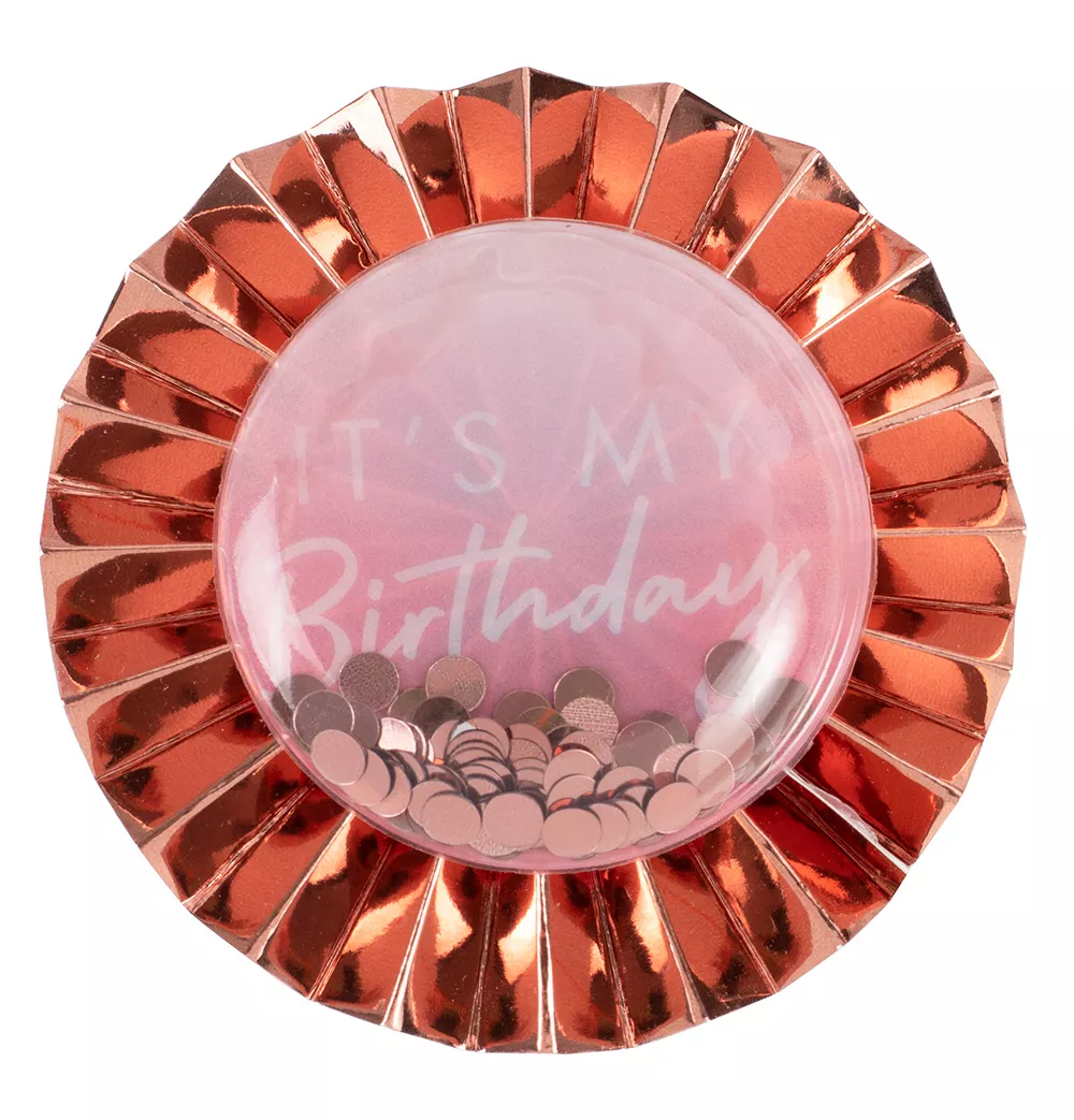 Spilla My Birthday in oro rosa