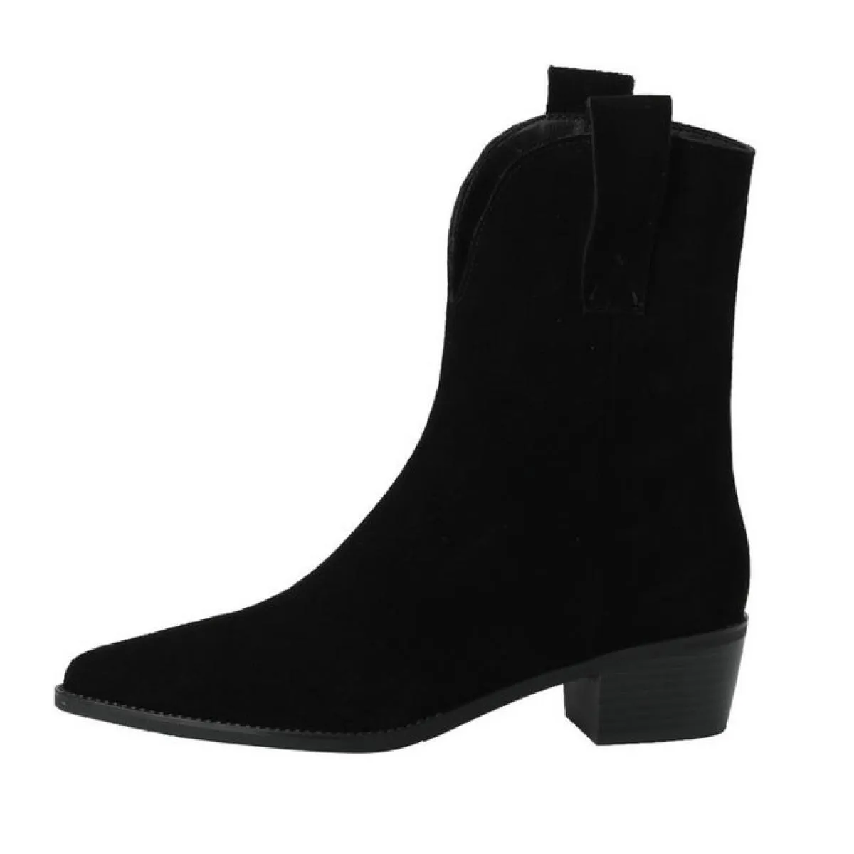 Stivaletti Chelsea alla caviglia da donna 100% pelle scamosciata di mucca Scarpe da donna a punta con tacco spesso e tacco medio