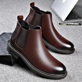 Stivaletti Chelsea da uomo stile business taglio basso in vera pelle One Step Smoke Pipe rialzato in morbida pelle Martin con pe