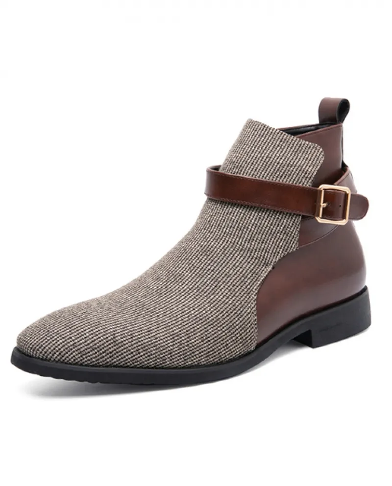 Stivali Chelsea di lusso invernali Scarpe in pelle da uomo Stivaletti da uomo color block grigio kaki Marche di moda Autunno Inv