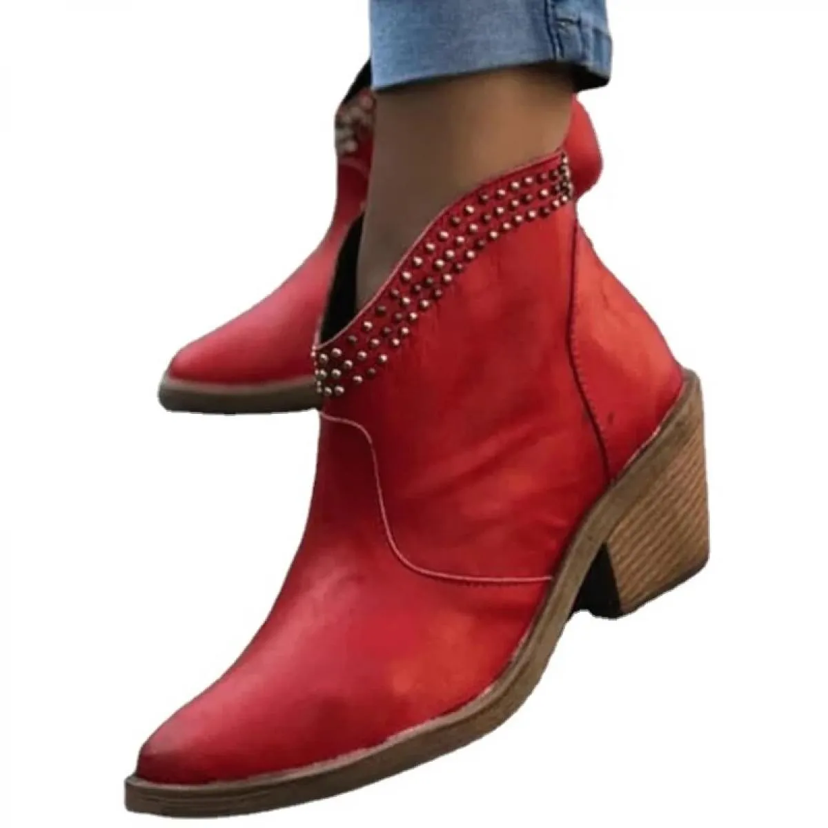 Stivali Chelsea per le donne 2023 New Fashion Cowboy Stivali da donna Tacchi grossi Stivaletti da donna Scarpe a punta da donna