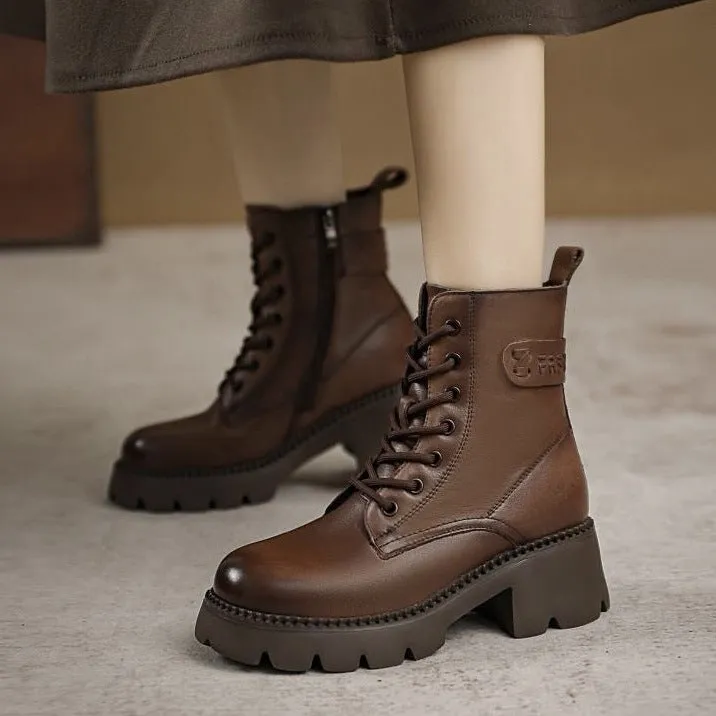Stivali invernali con pelliccia in pelle minimalista da donna