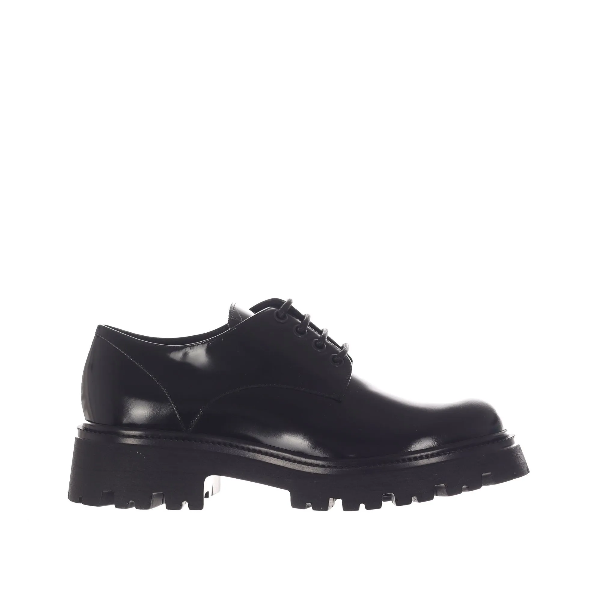 Stringata derby in pelle con fondo platform