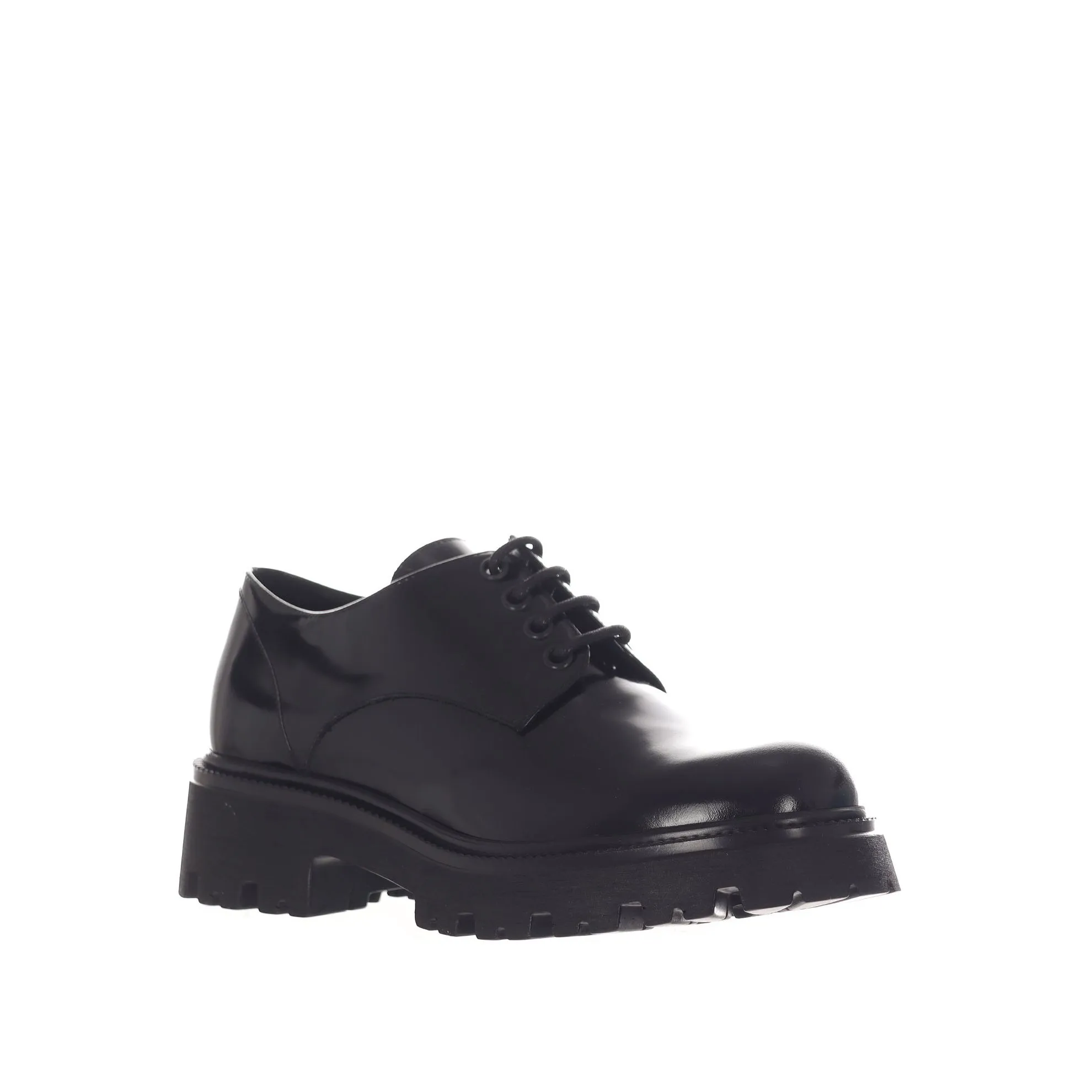 Stringata derby in pelle con fondo platform