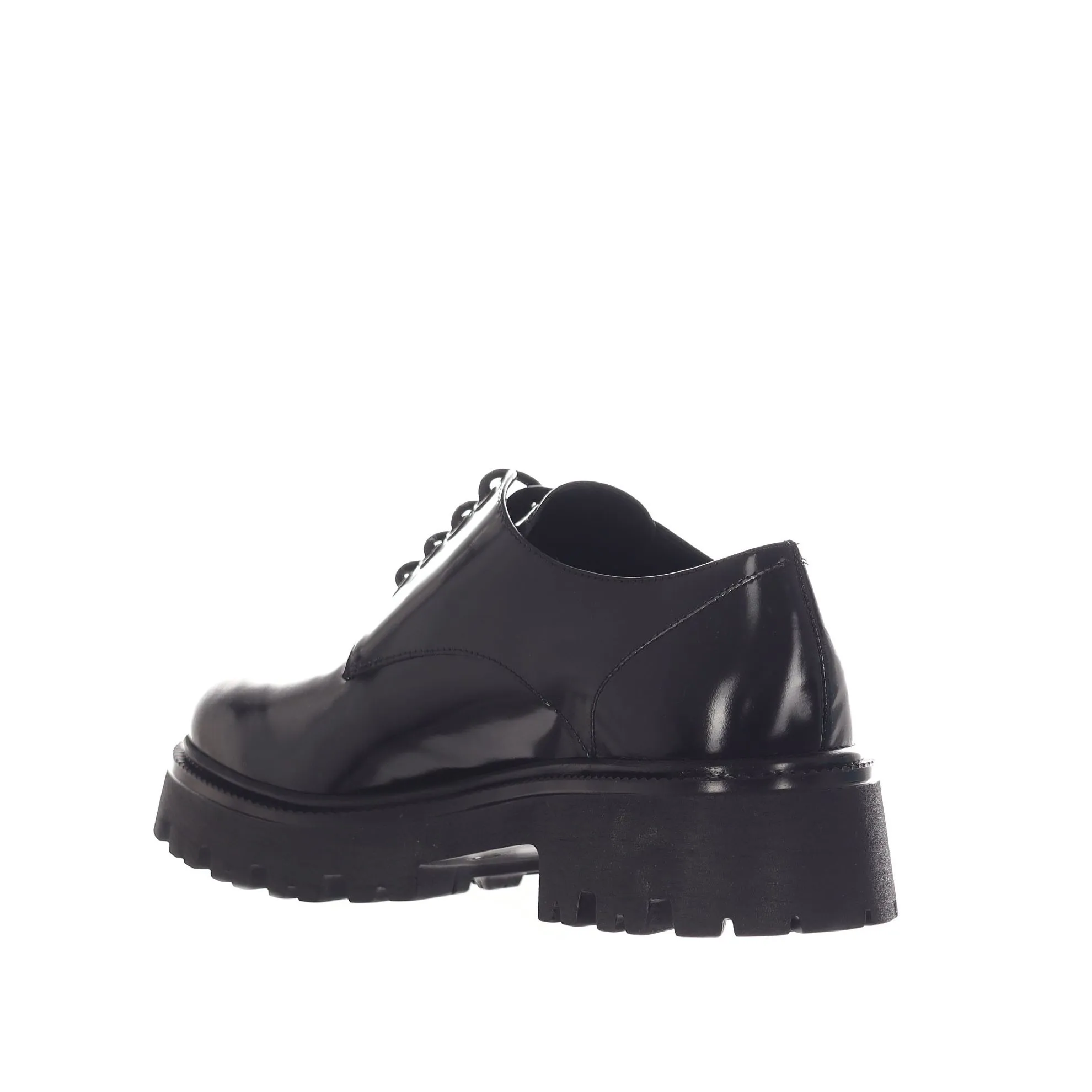 Stringata derby in pelle con fondo platform