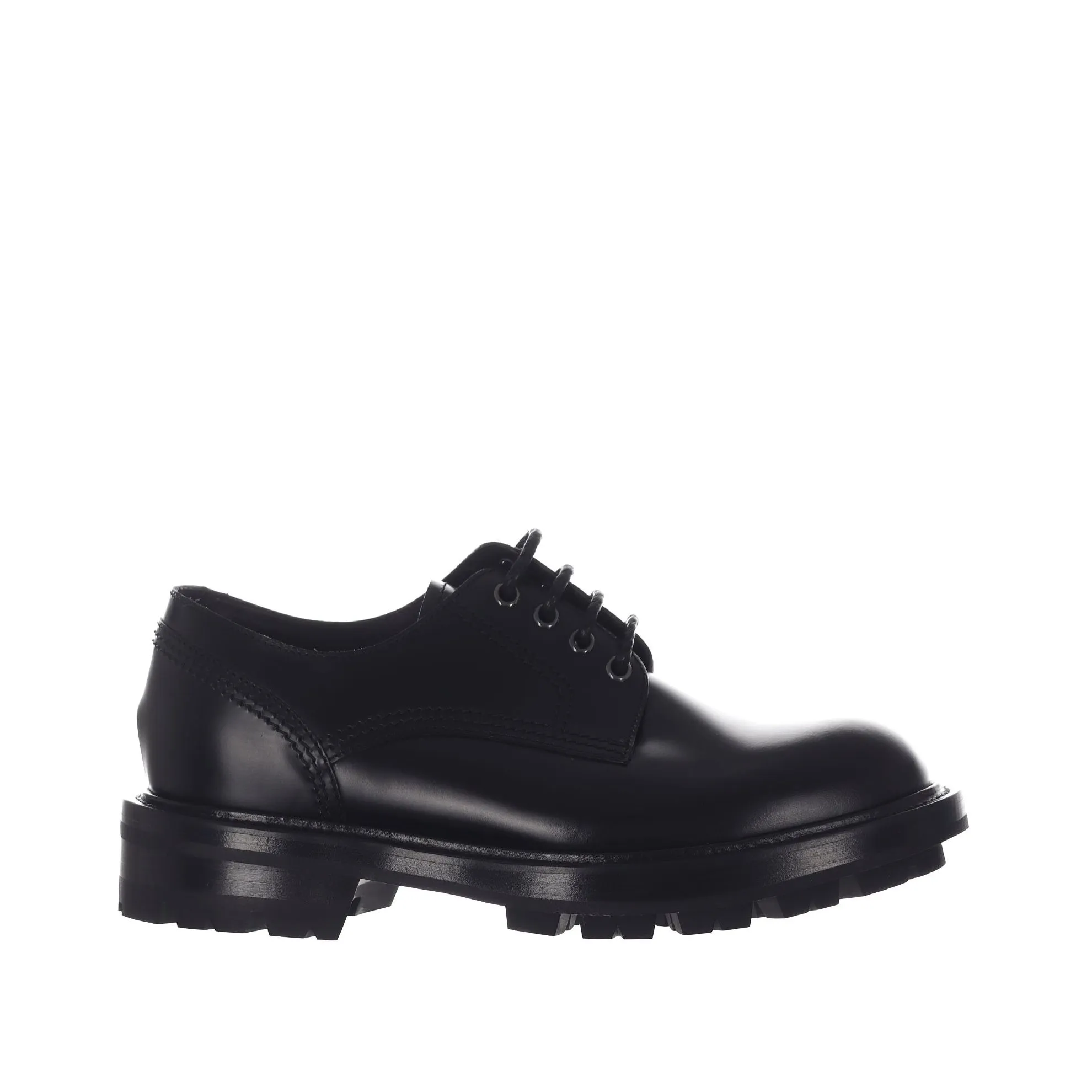 Stringata derby in pelle con suola chunky