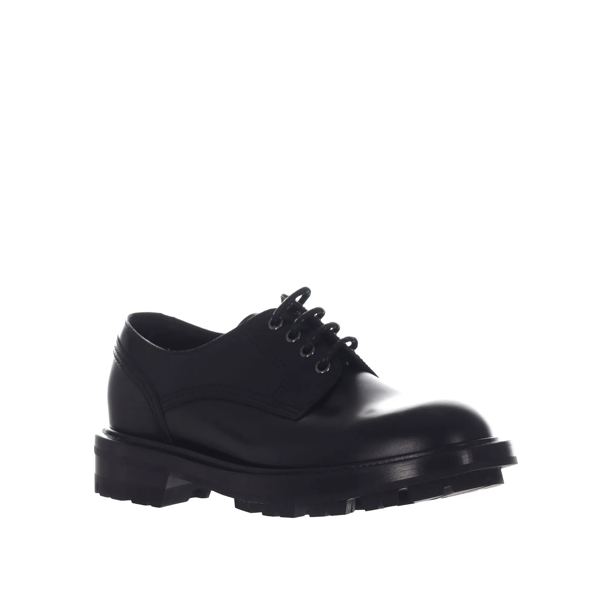 Stringata derby in pelle con suola chunky