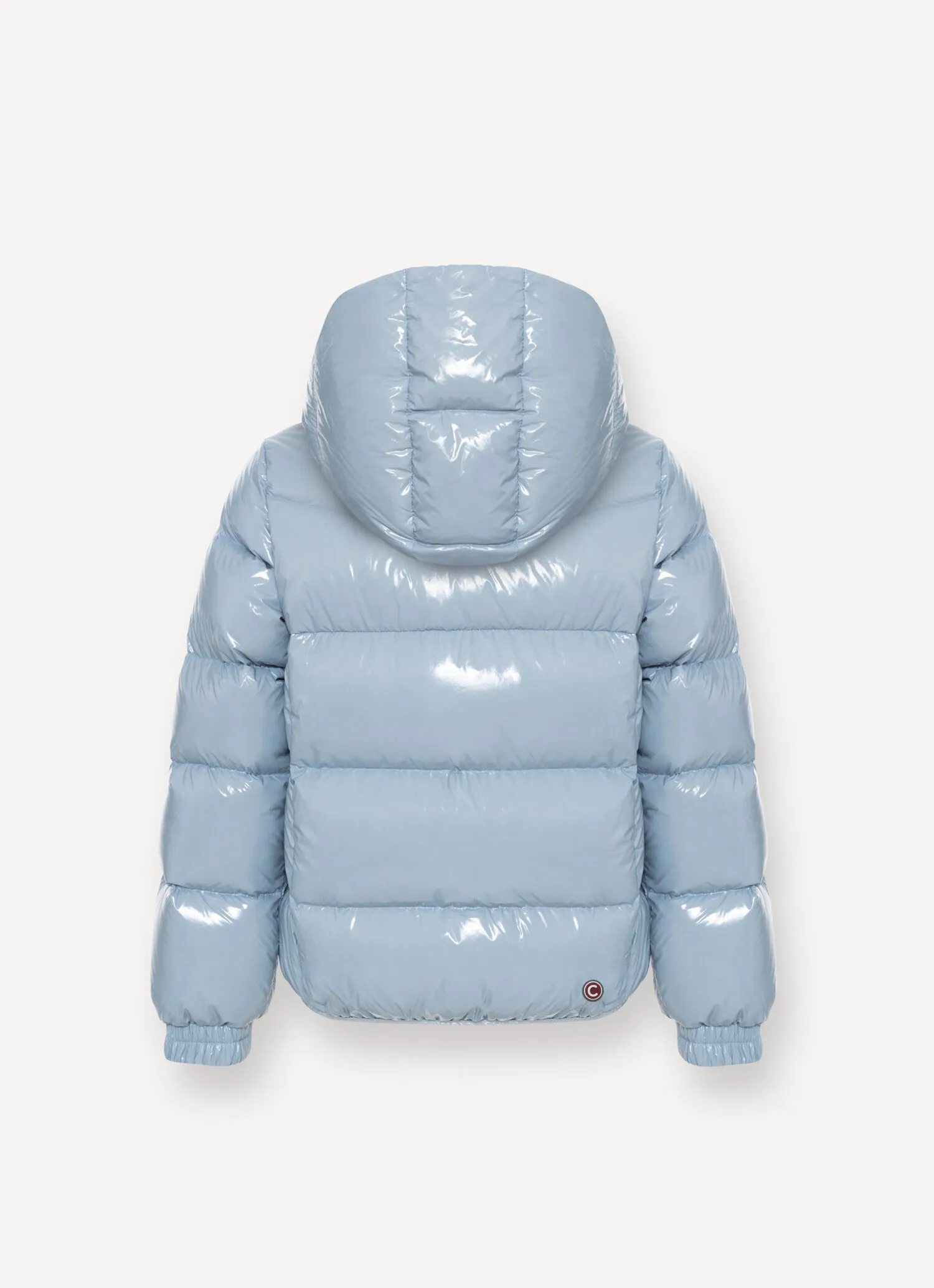 Super-glossy down jacket with hood