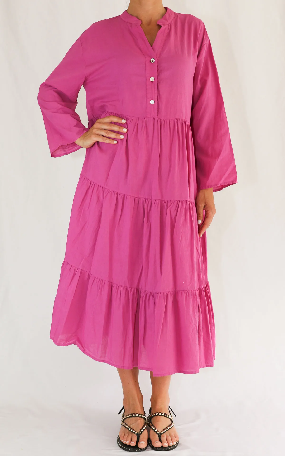 SUSYMIX – Abito camicia balze – FUXIA