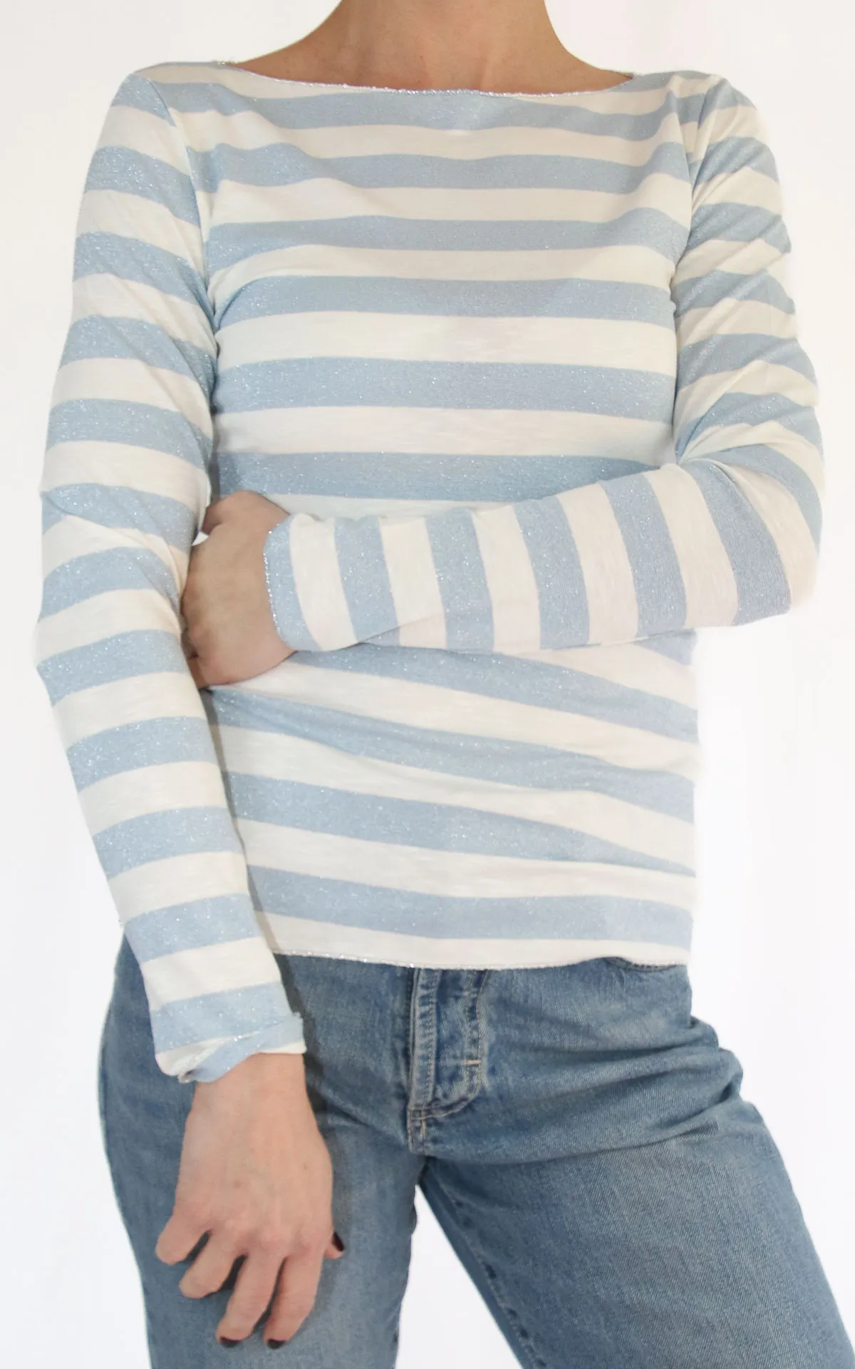 Susymix – Maglia barca riga – slim celeste