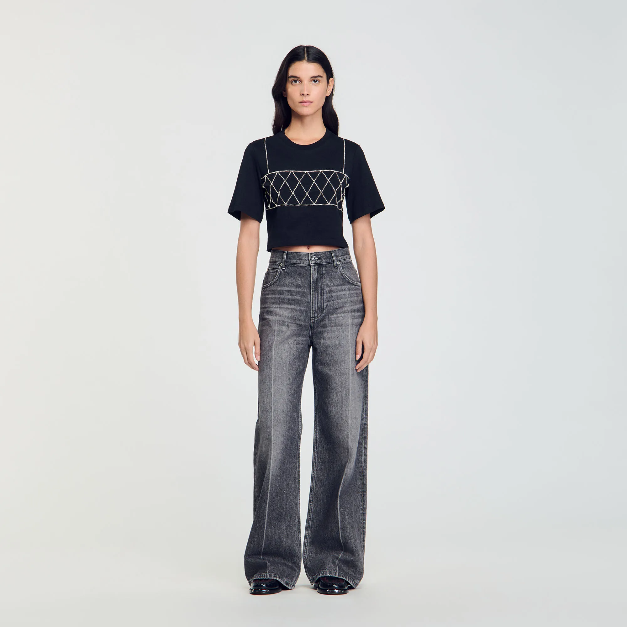 T-shirt corta glitterata