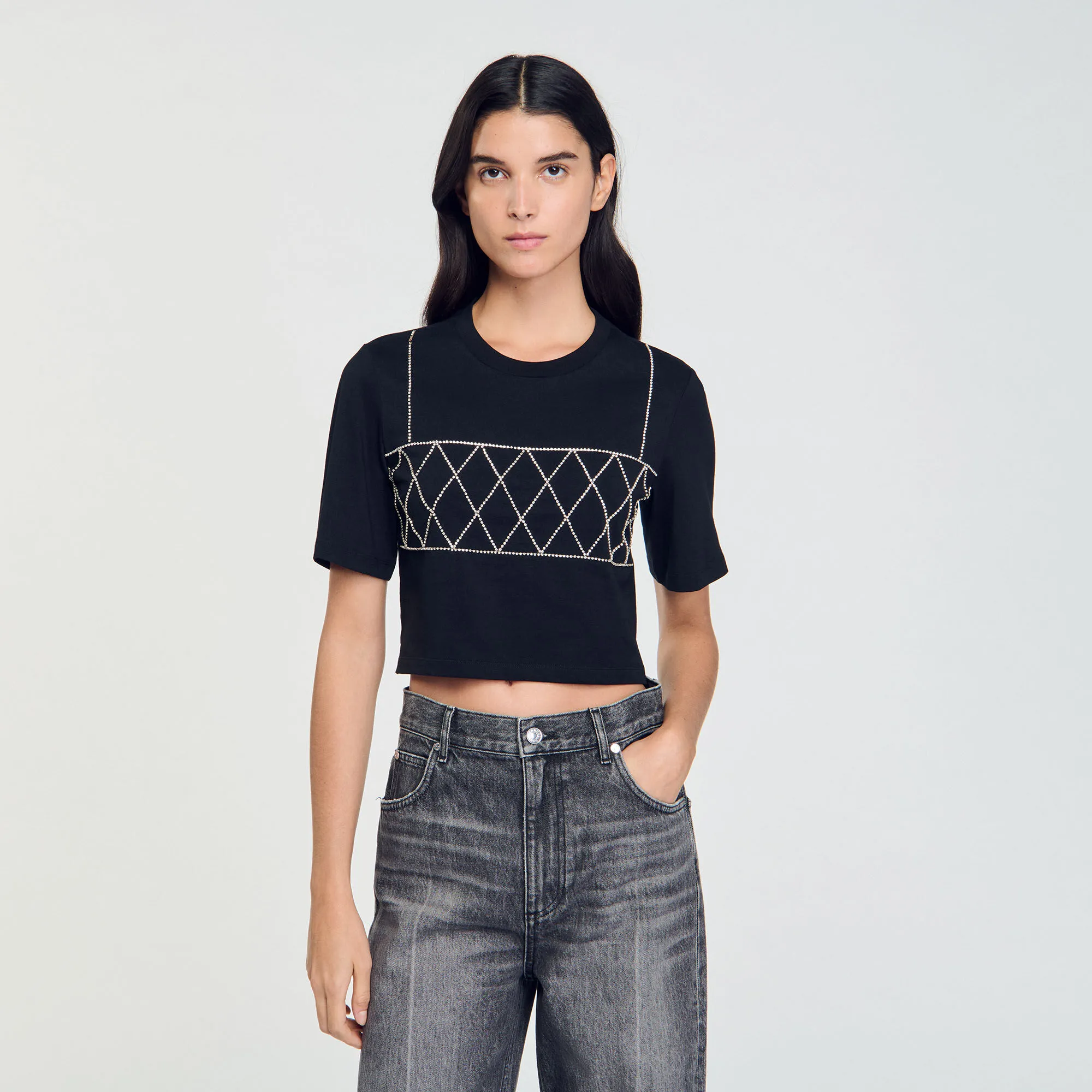 T-shirt corta glitterata