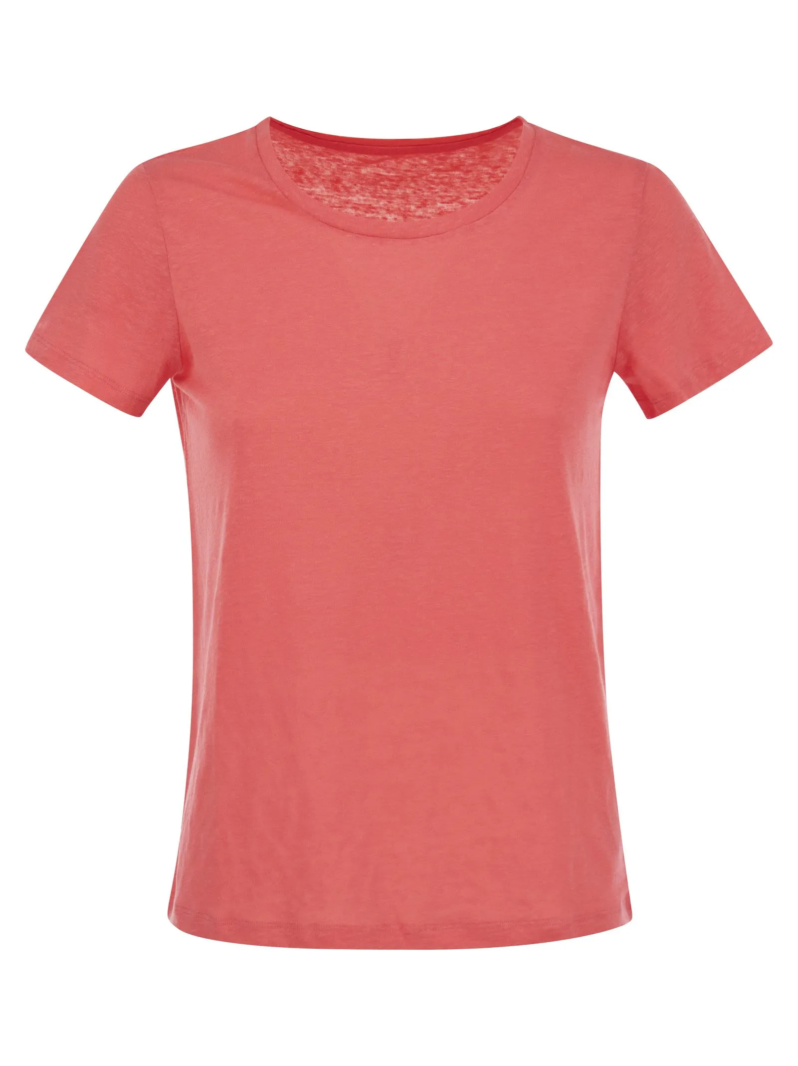 T-shirt girocollo in lino e manica corta