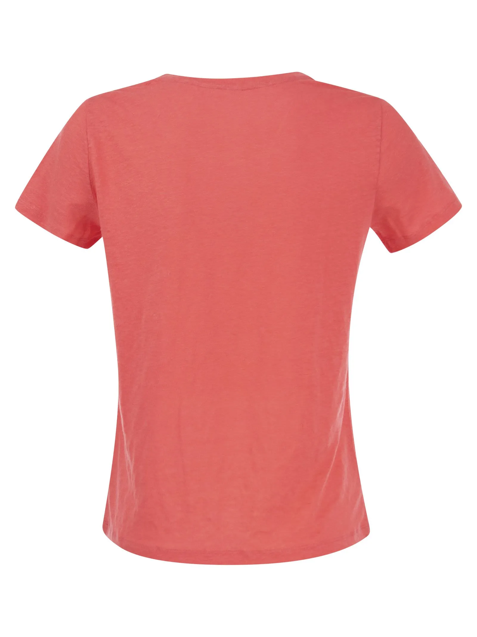 T-shirt girocollo in lino e manica corta
